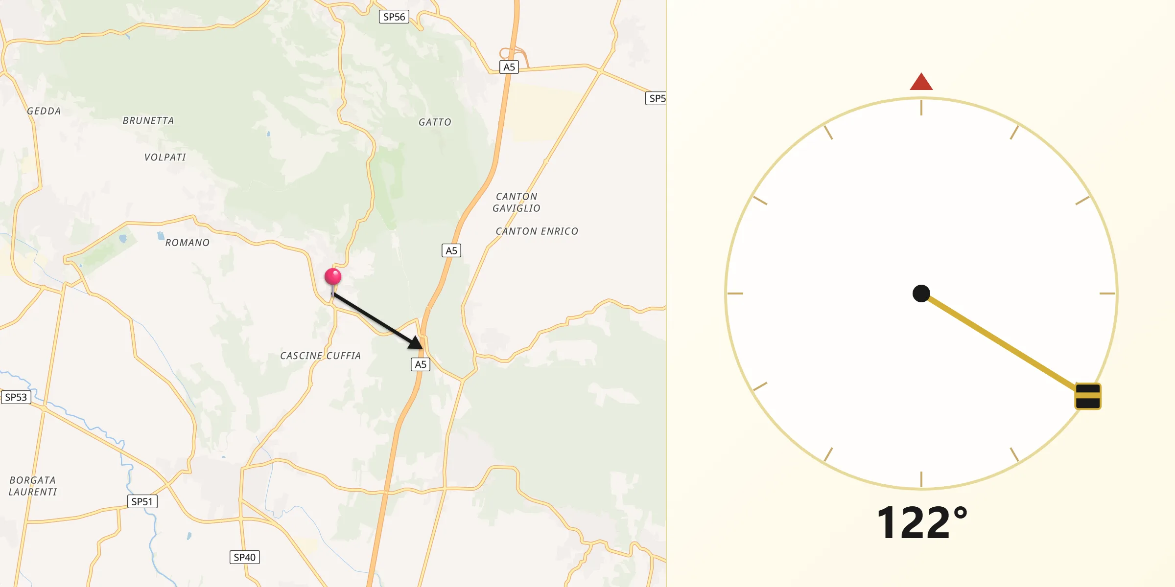 Direzione della Qibla da Cuceglio