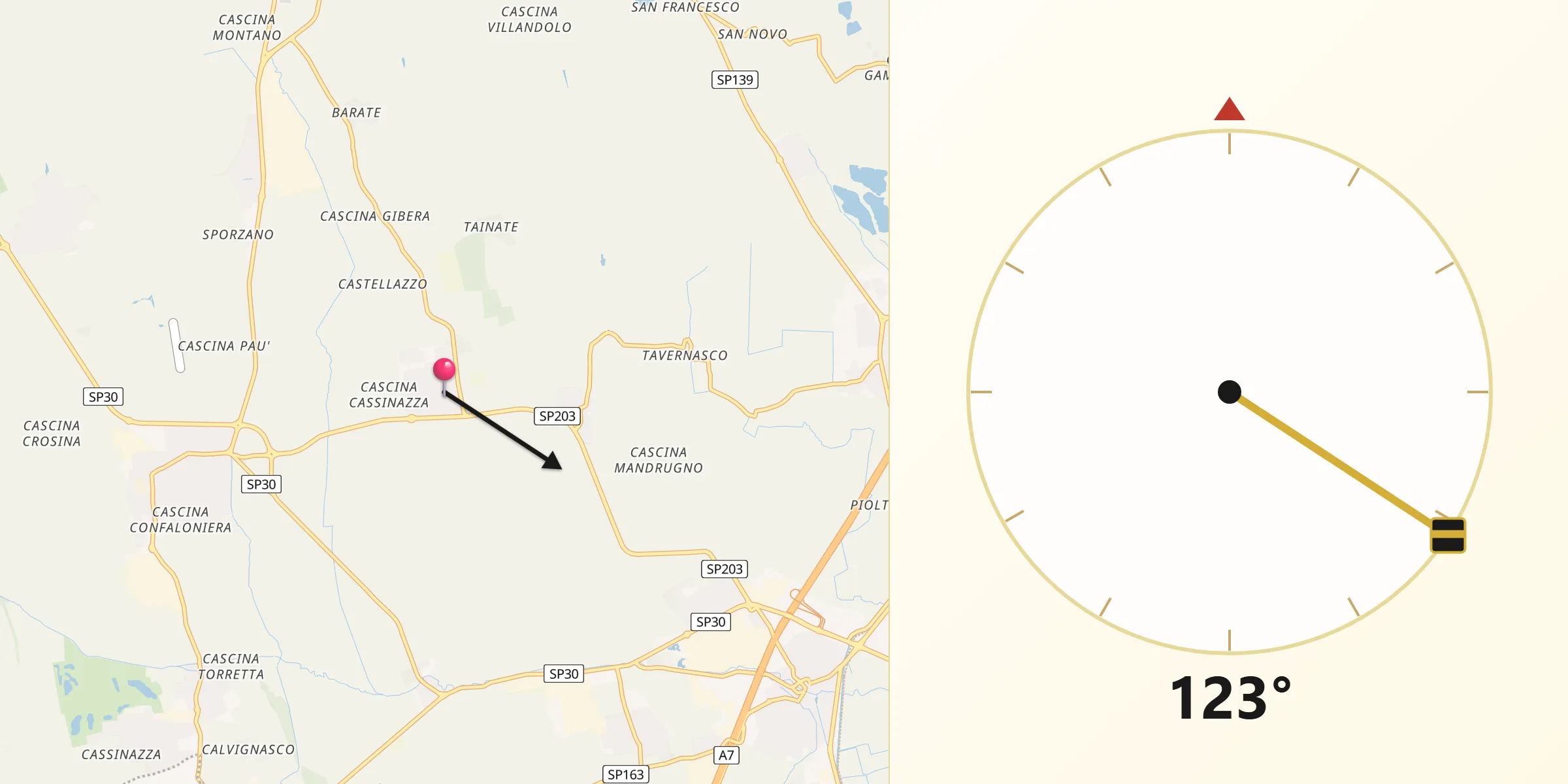 Direzione della Qibla da Noviglio