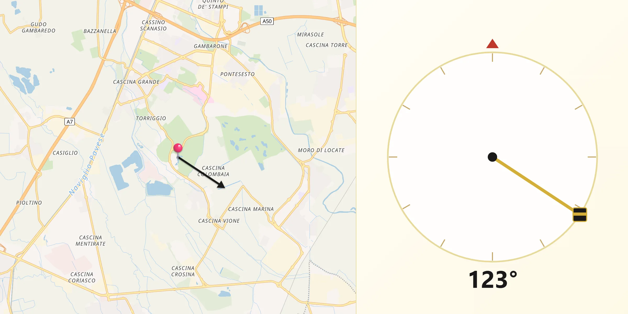 Direzione della Qibla da Basiglio
