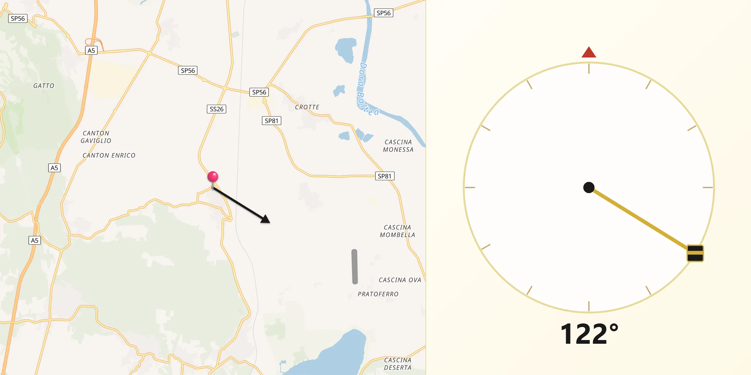Direzione della Qibla da Mercenasco