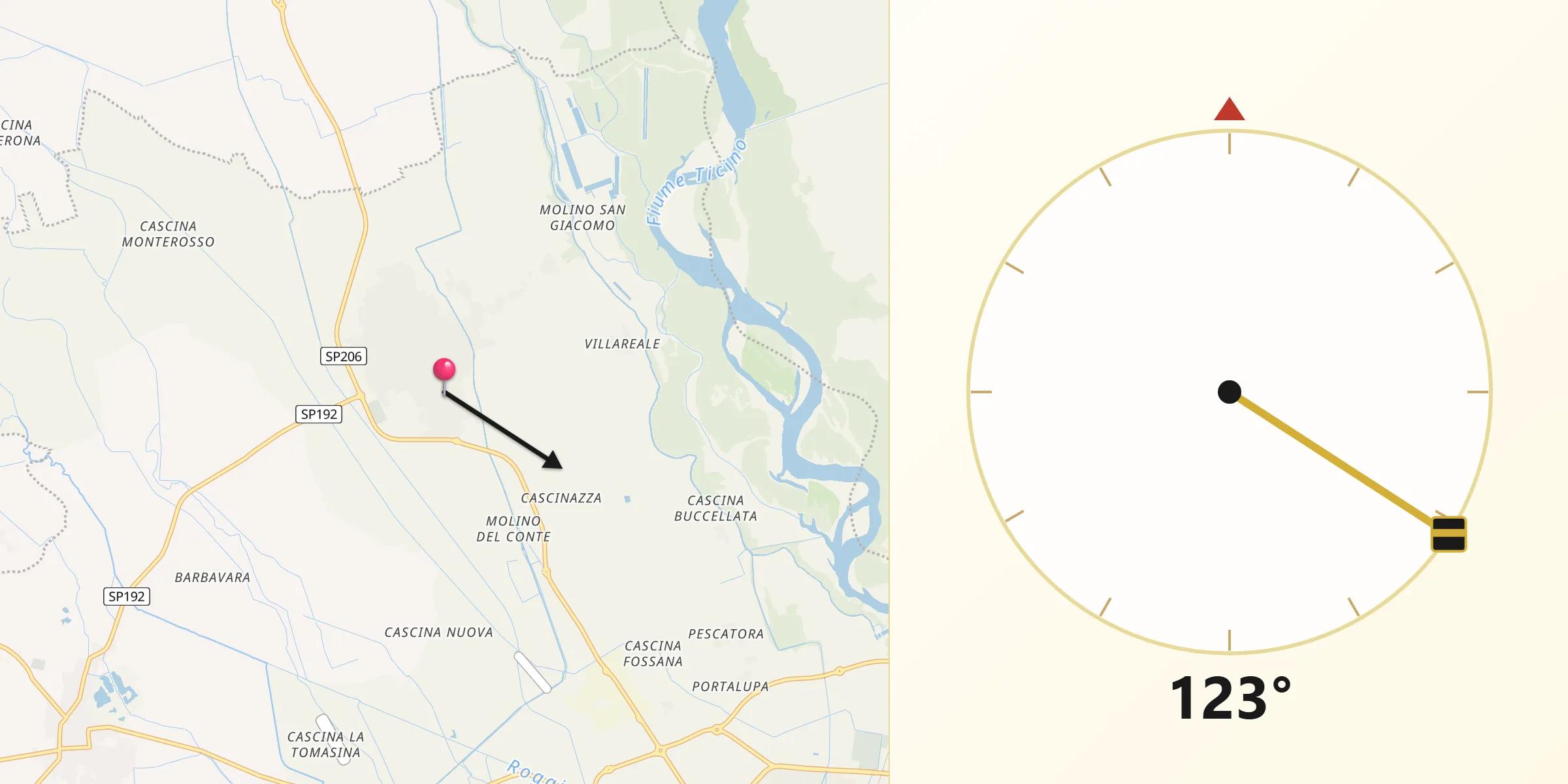 Direzione della Qibla da Cassolnovo