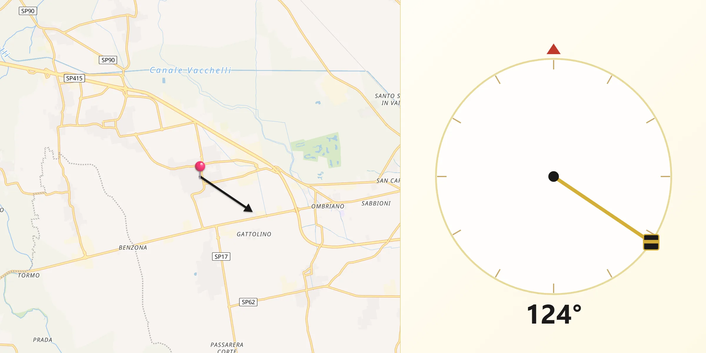 Direzione della Qibla da Bagnolo Cremasco