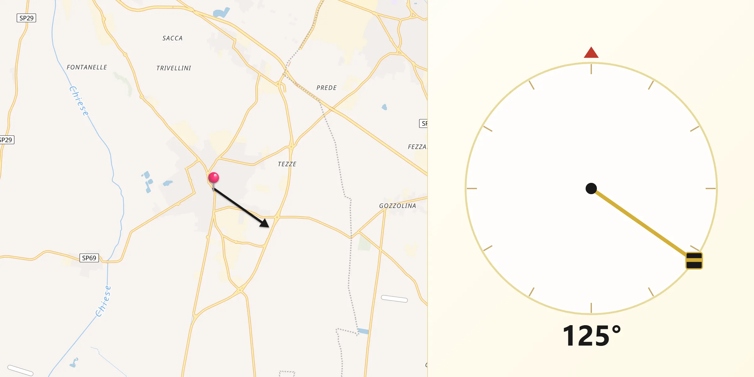 Direzione della Qibla da Carpenedolo