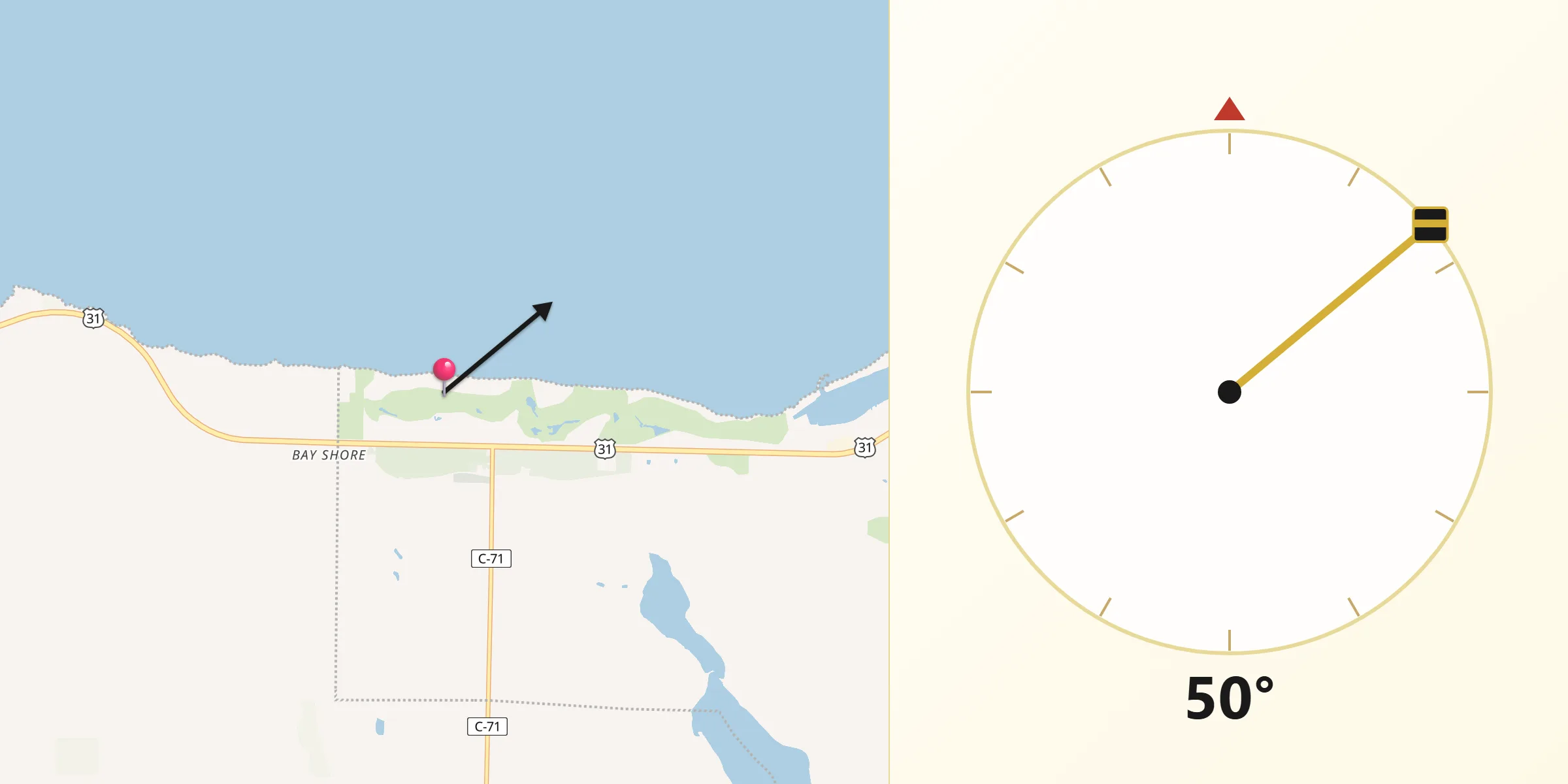 Qibla Direction from Bay Harbor