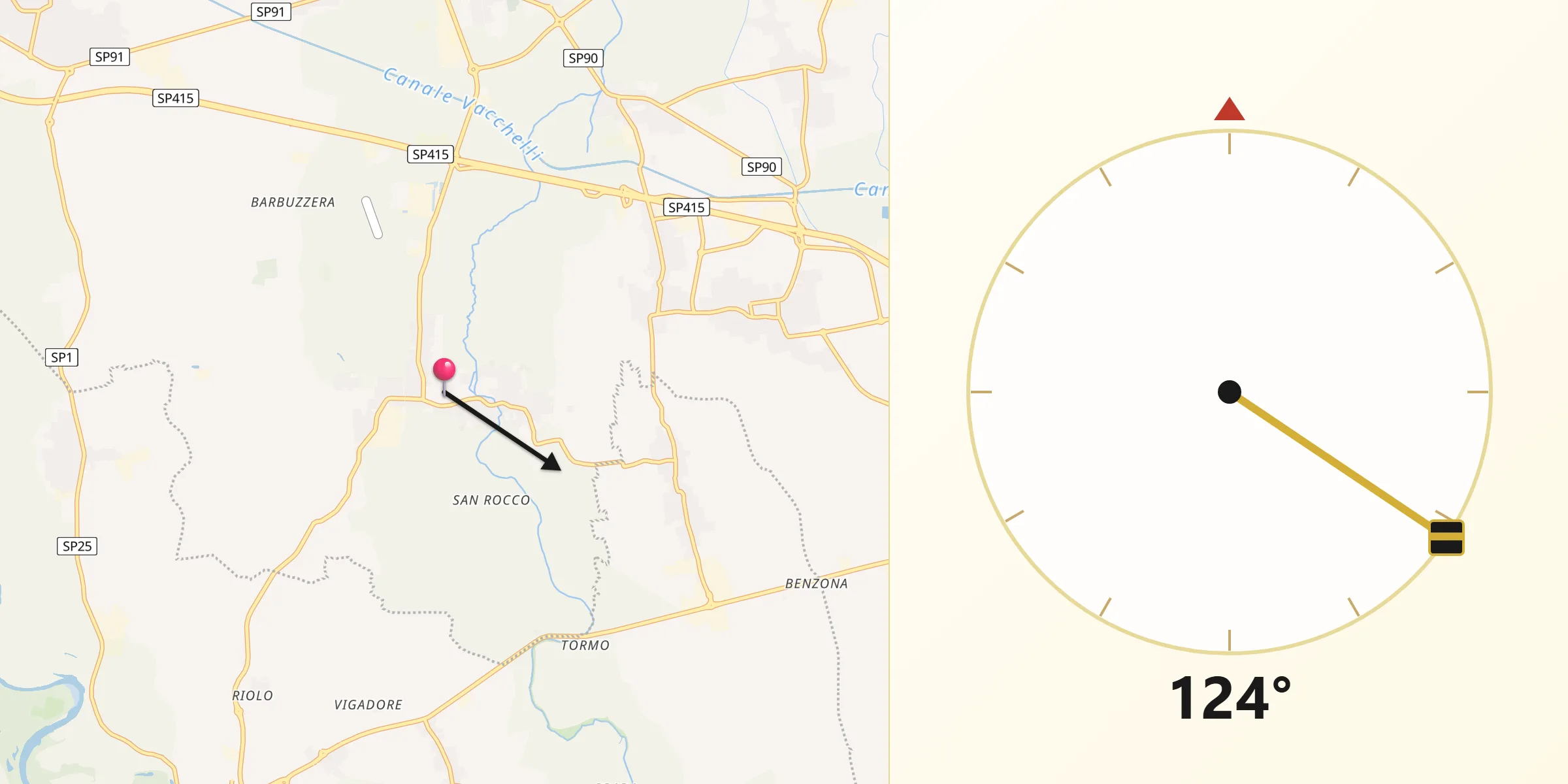 Direzione della Qibla da Dovera