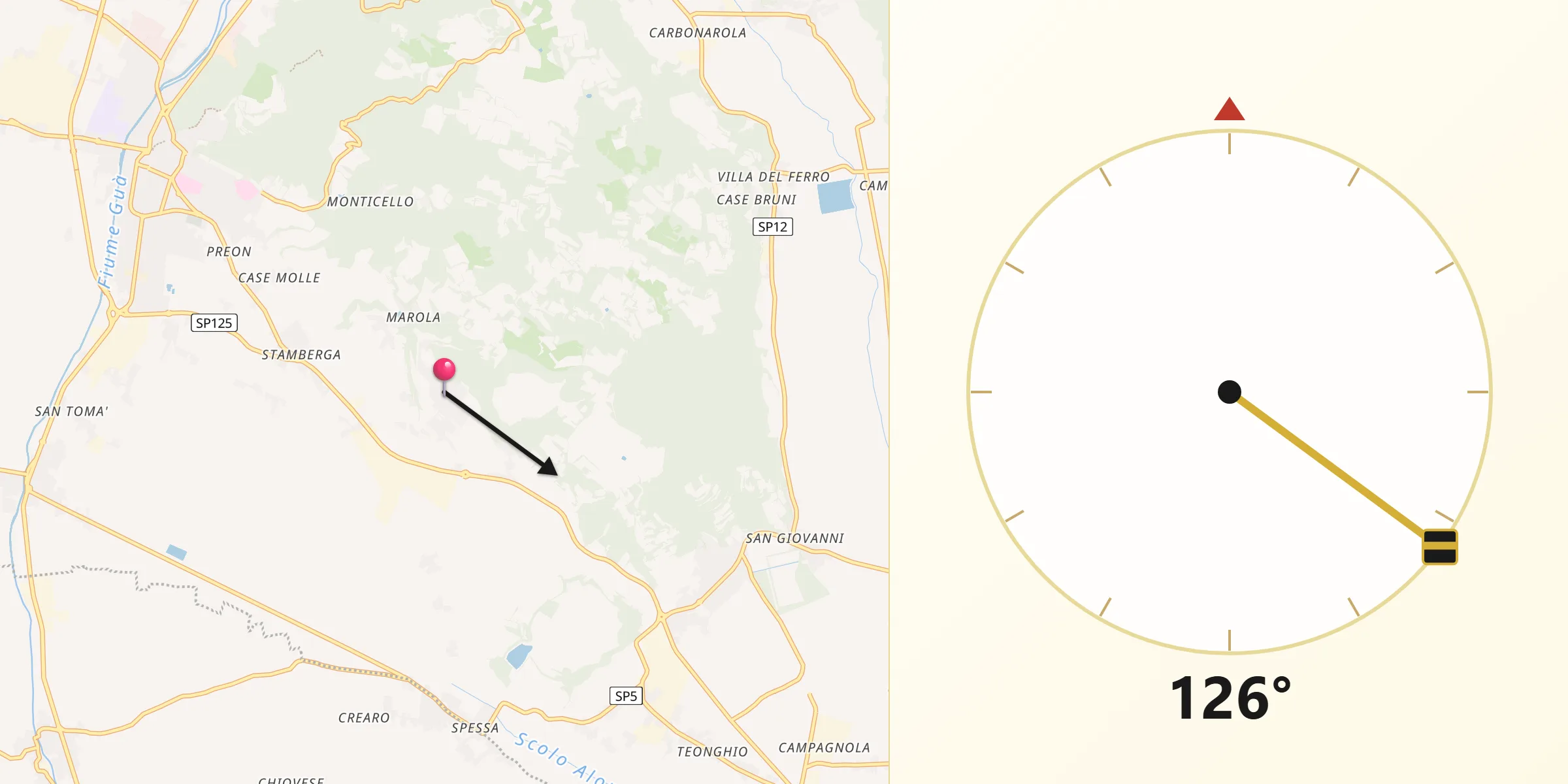 Direzione della Qibla da Alonte