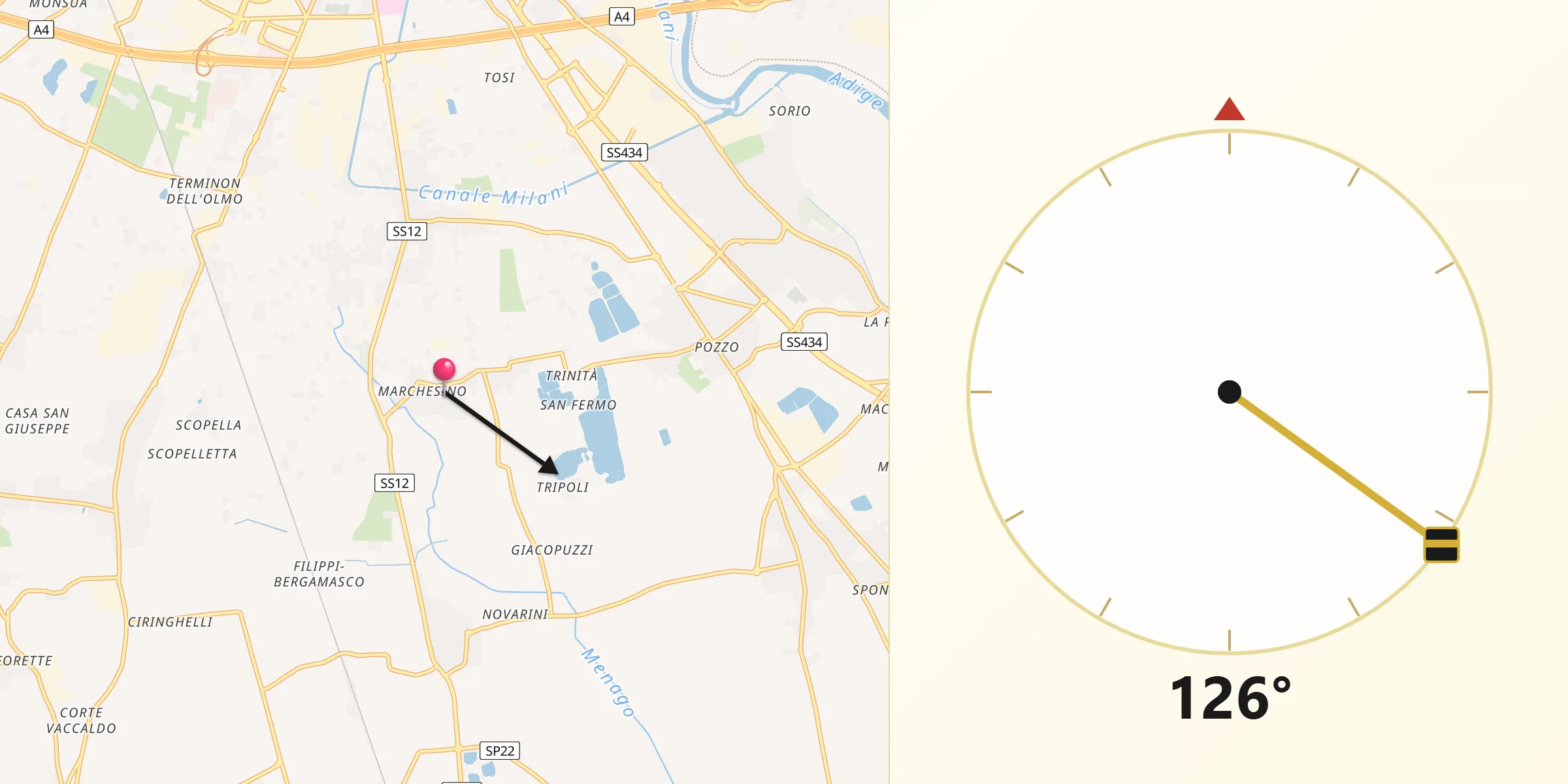 Direzione della Qibla da Marchesino-Bovo