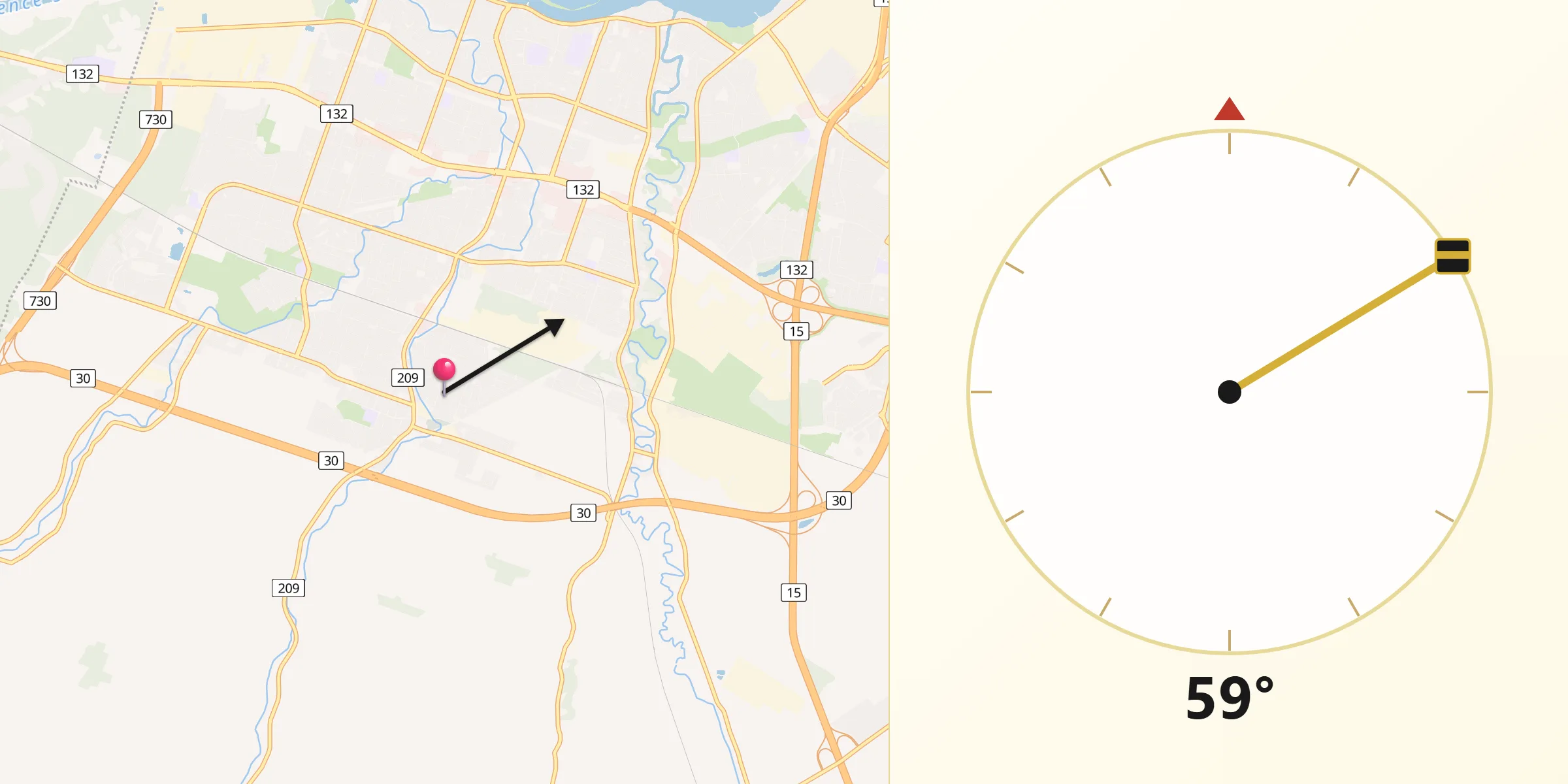 Qibla Direction from Saint-Constant