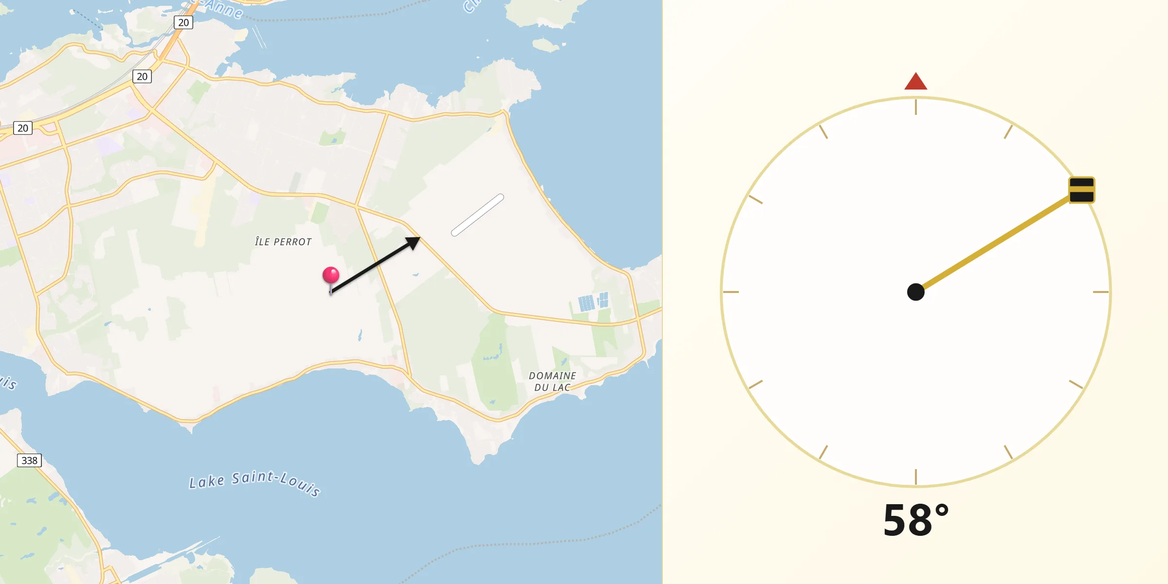 Qibla Direction from Notre-Dame-de-l'Île-Perrot
