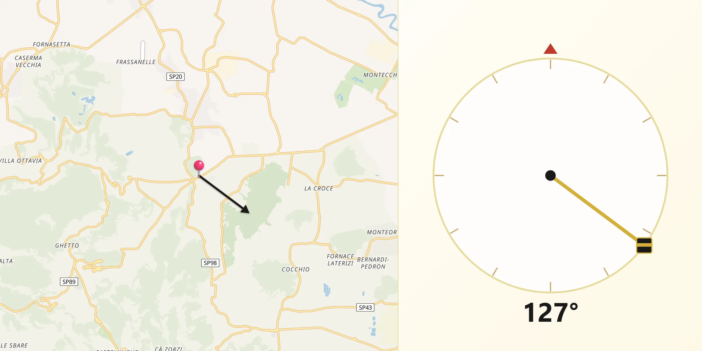 Direzione della Qibla da Treponti