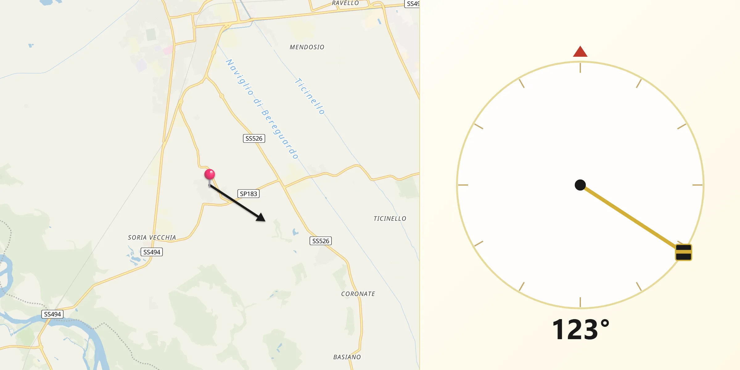 Direzione della Qibla da Ozzero