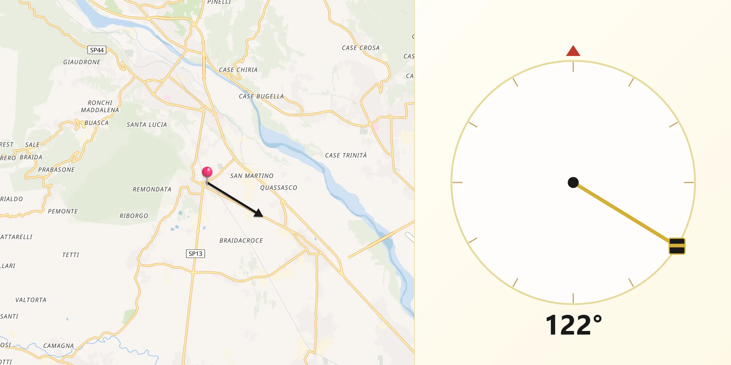 Direzione della Qibla da Valperga