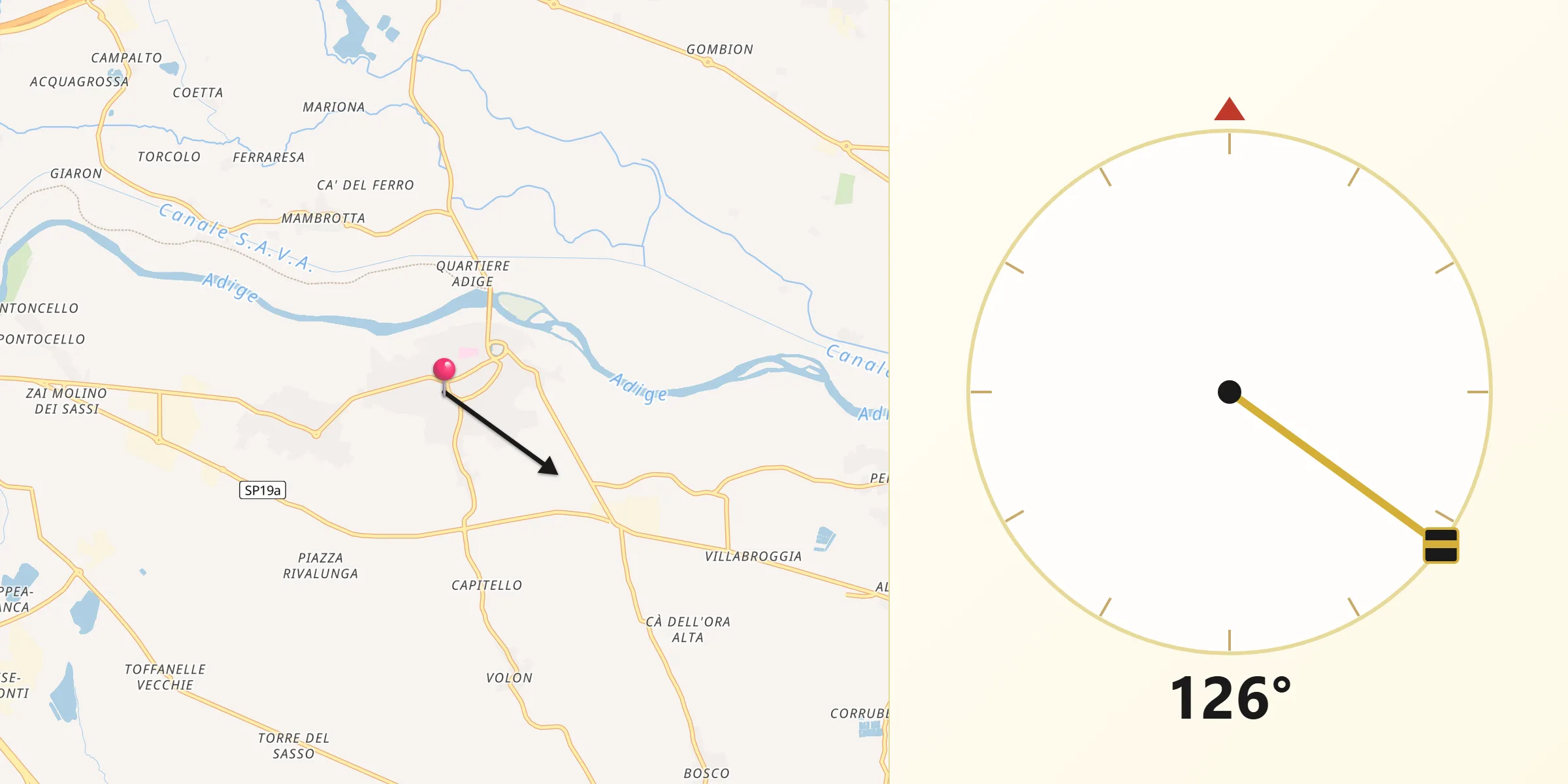 Direzione della Qibla da Zevio
