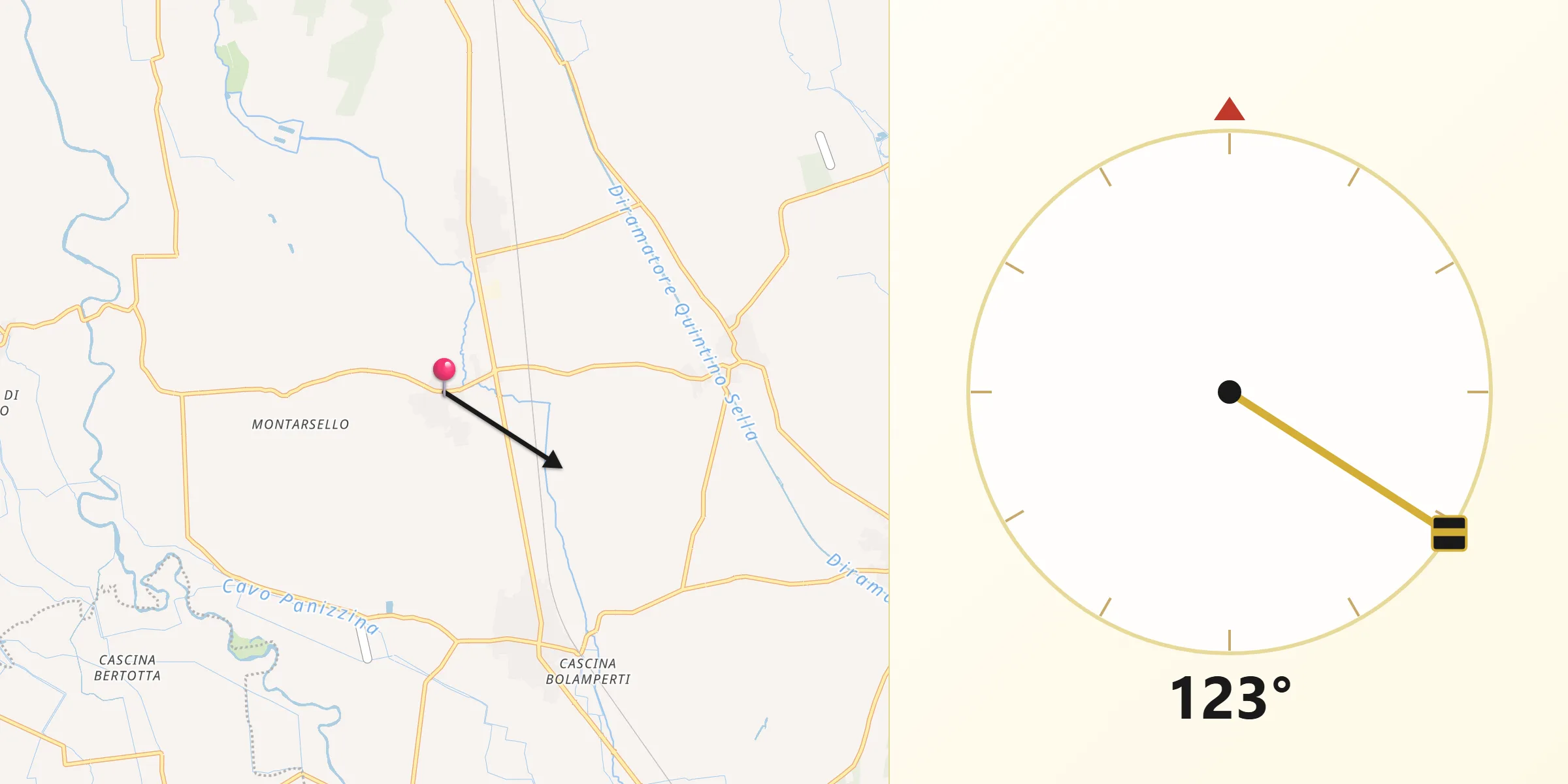Direzione della Qibla da Nibbiola