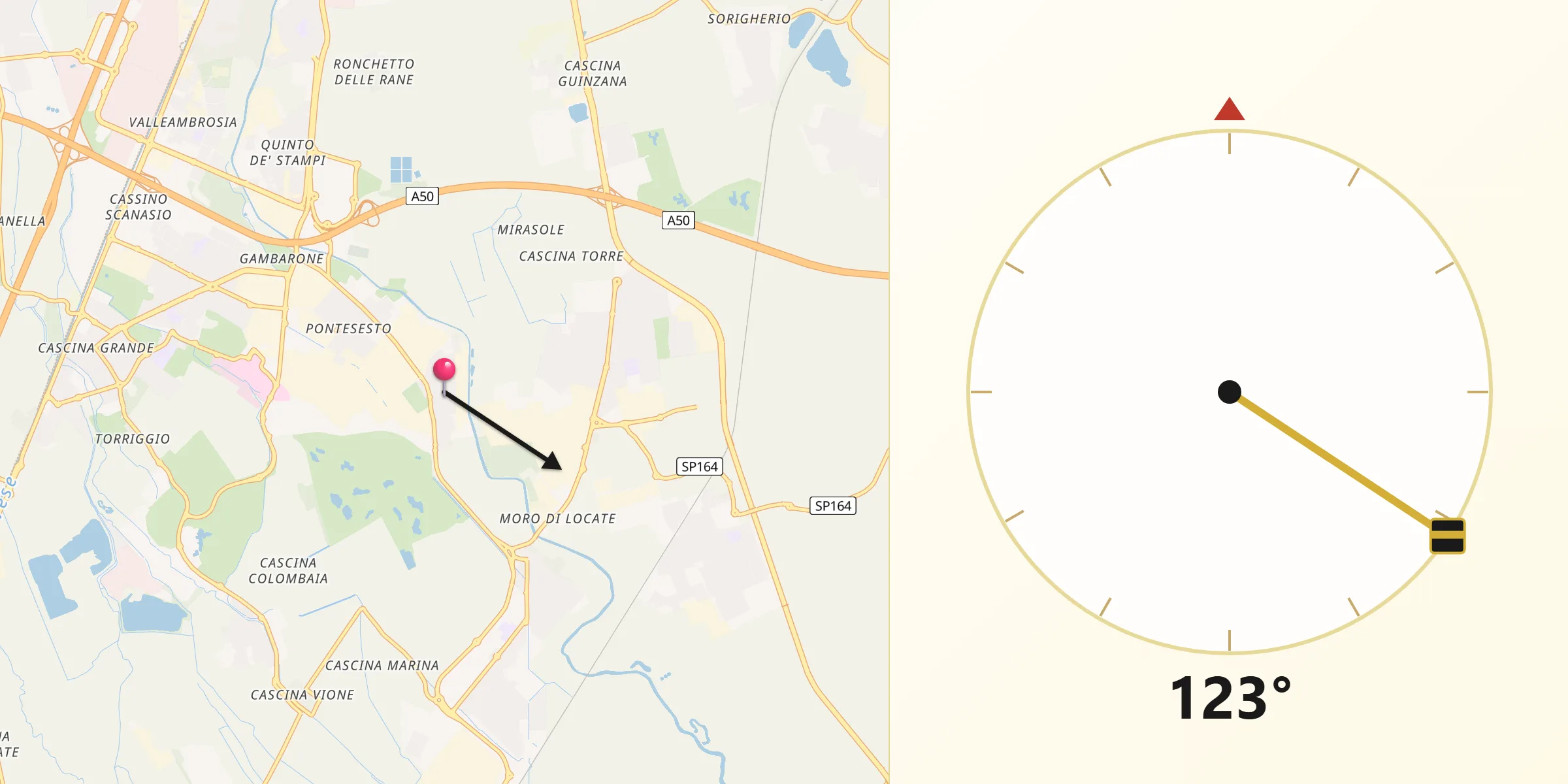 Direzione della Qibla da Fizzonasco
