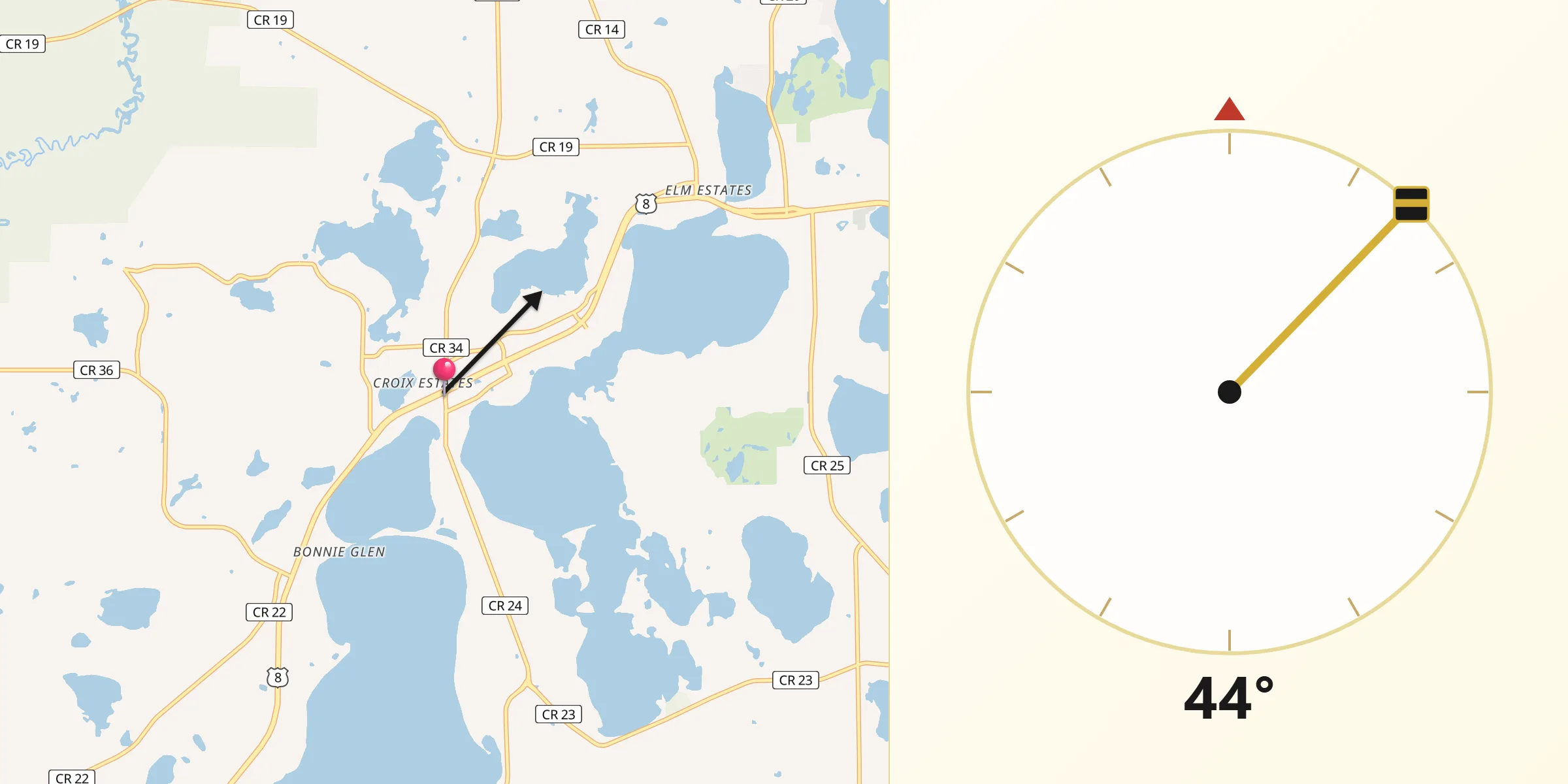Qibla Direction from Chisago City