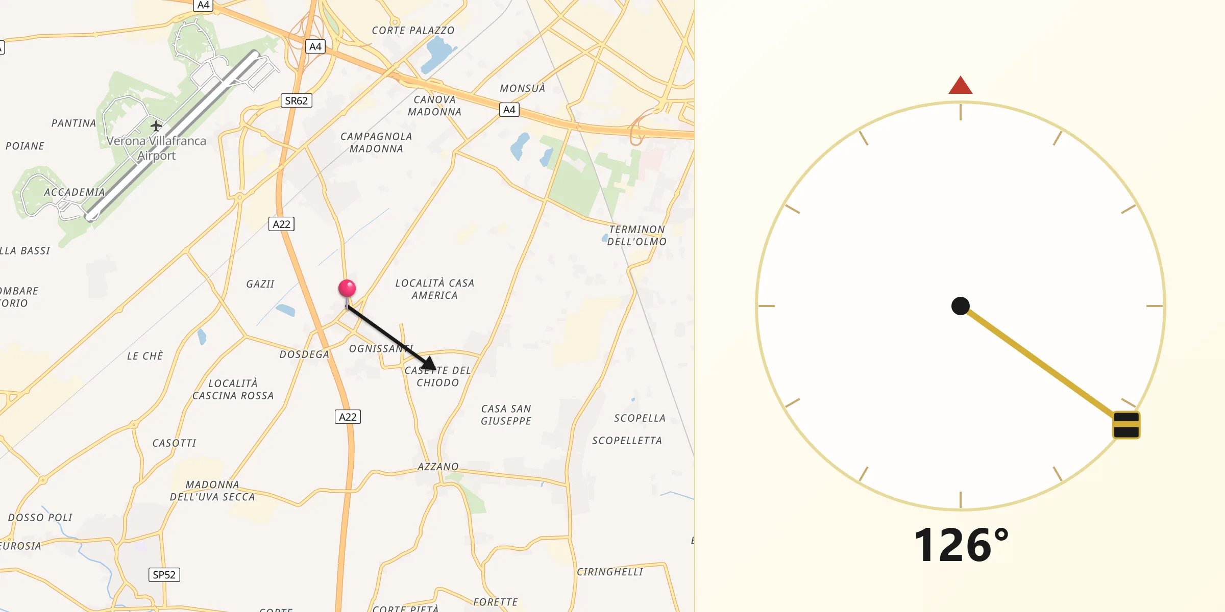 Direzione della Qibla da Alpo