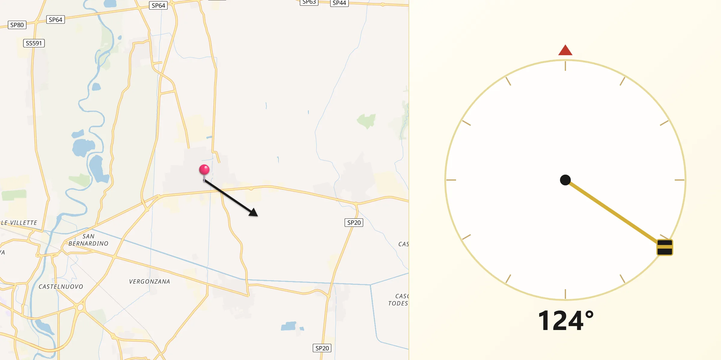 Direzione della Qibla da Offanengo