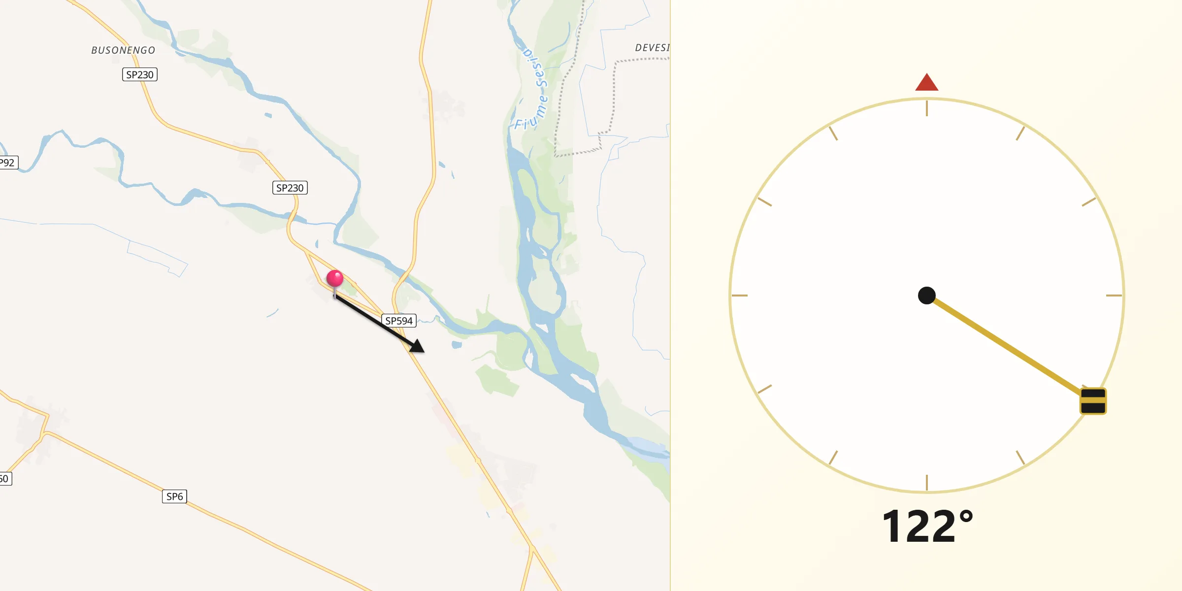 Direzione della Qibla da Quinto Vercellese