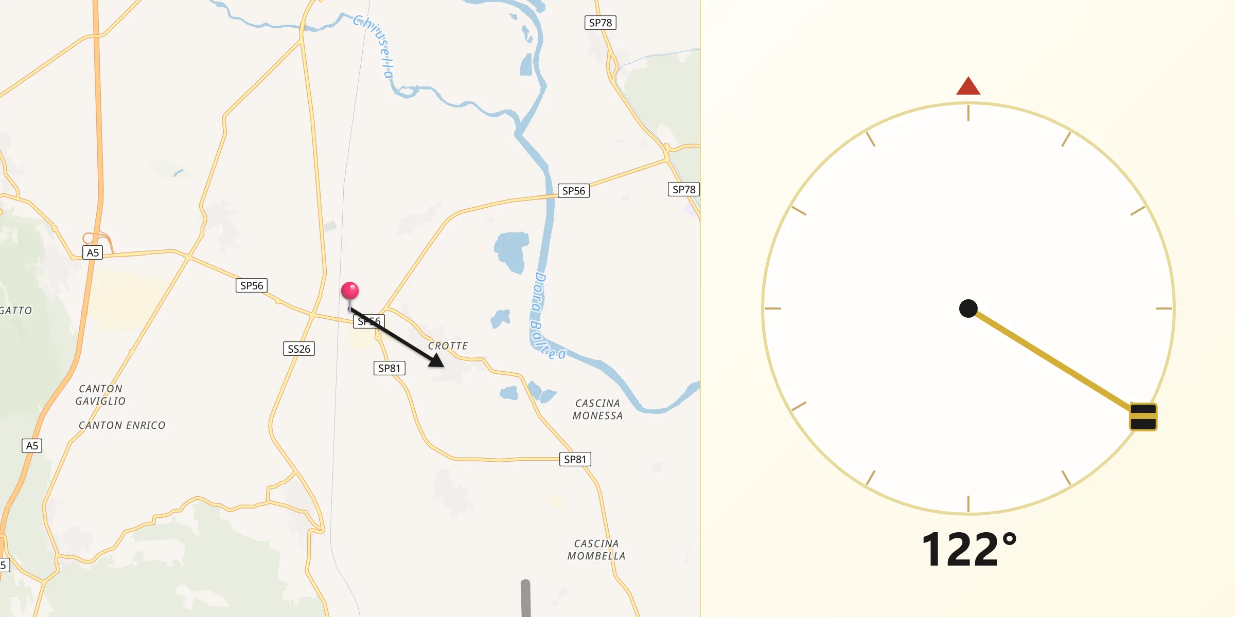 Direzione della Qibla da Strambino