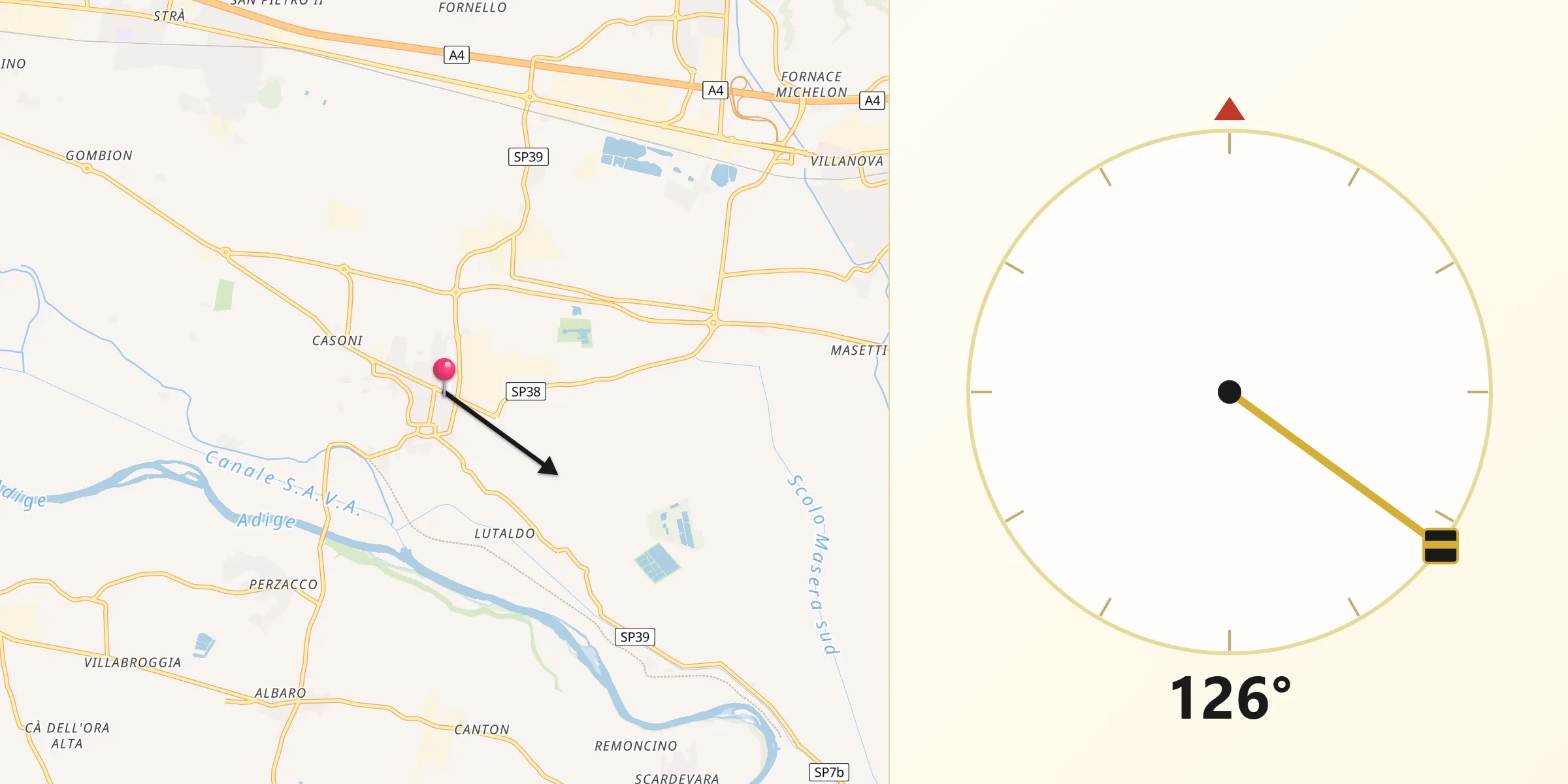 Direzione della Qibla da Belfiore
