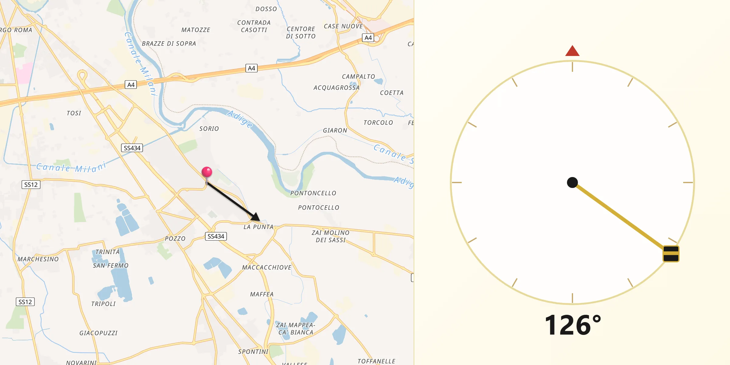 Direzione della Qibla da San Giovanni Lupatoto