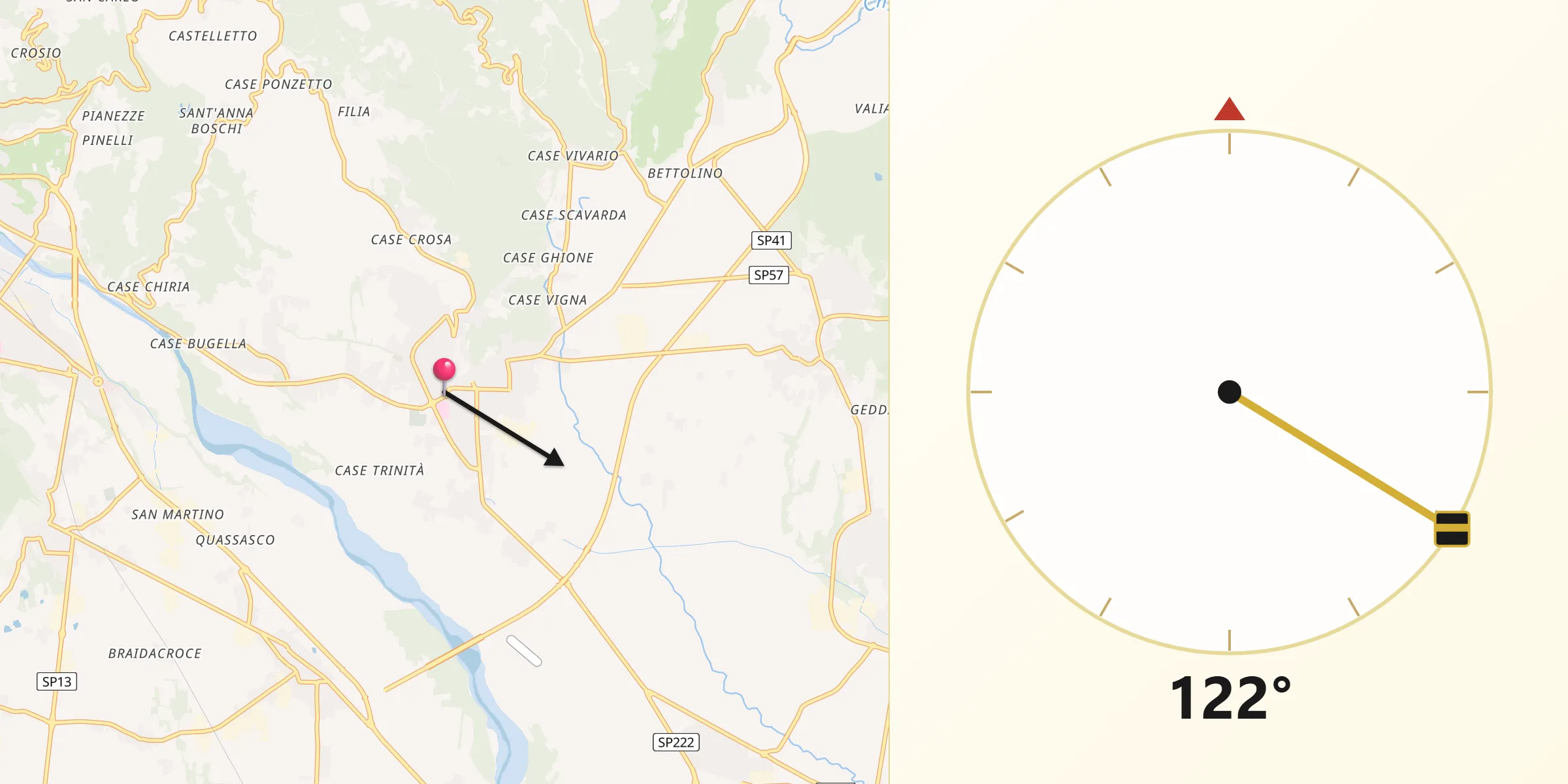 Direzione della Qibla da Castellamonte