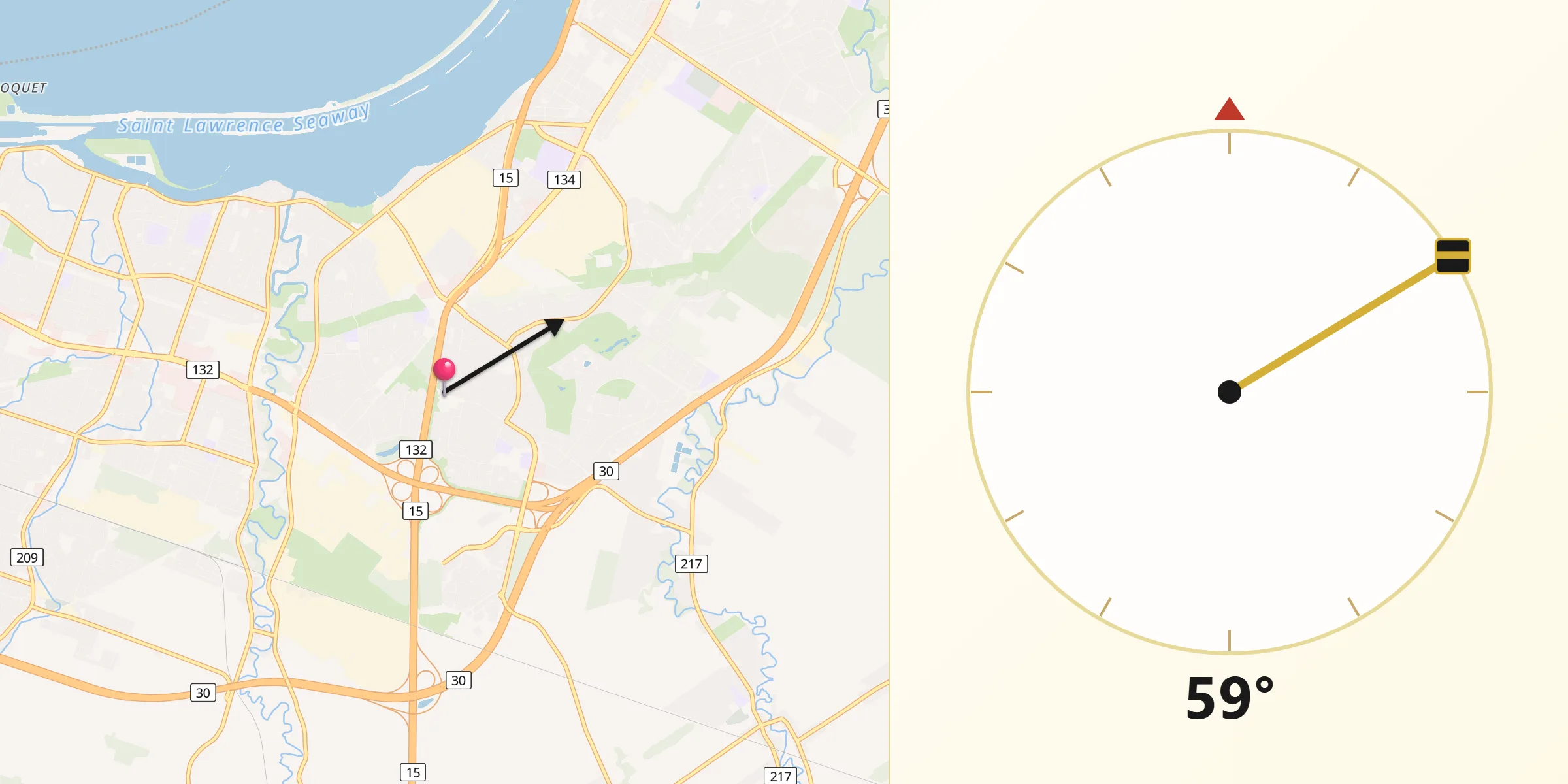 Qibla Direction from Candiac