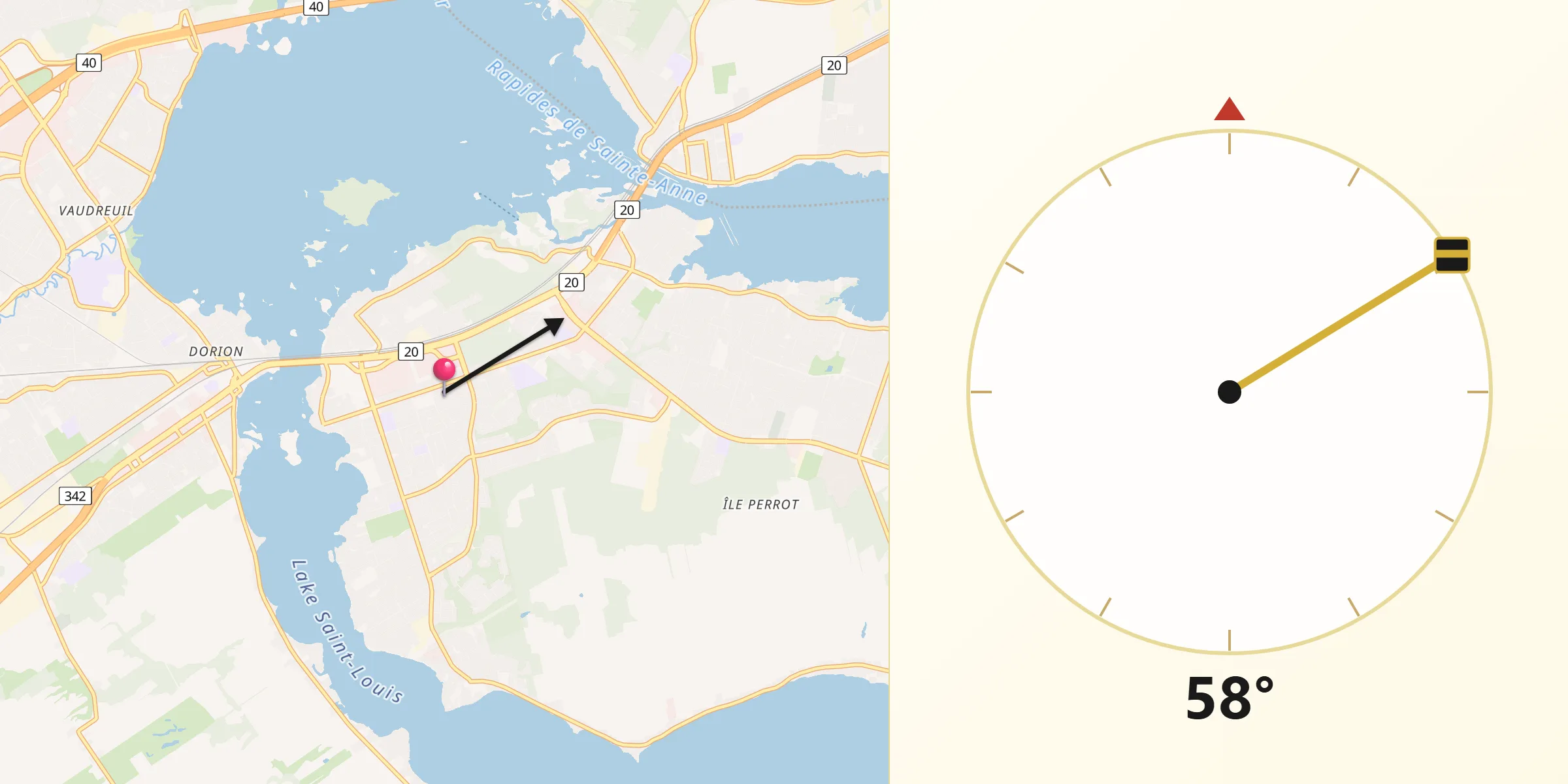 Qibla Direction from Pincourt