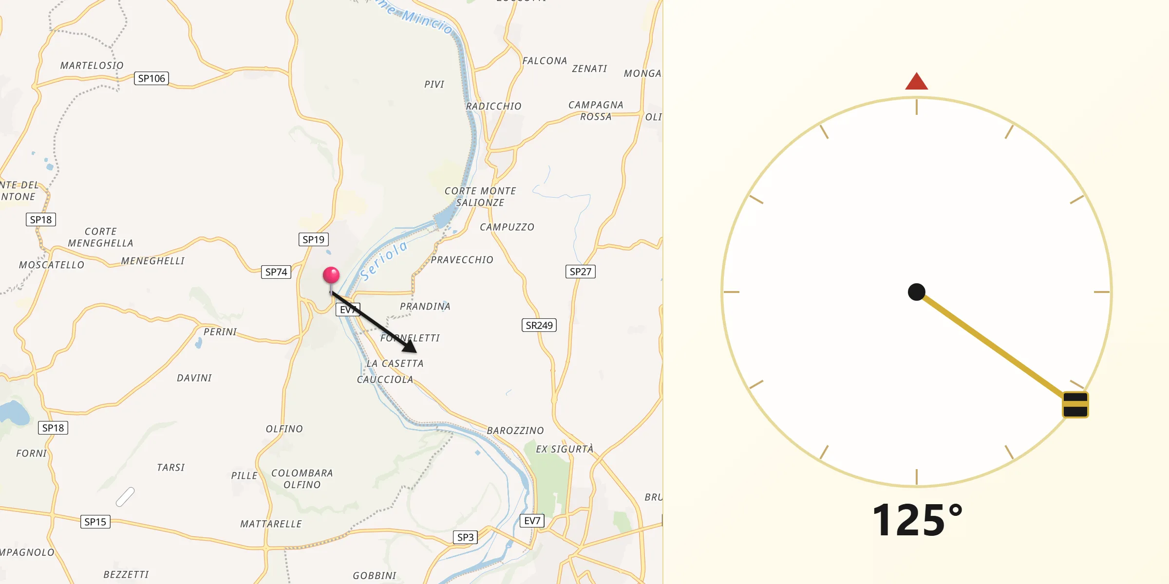 Direzione della Qibla da Monzambano