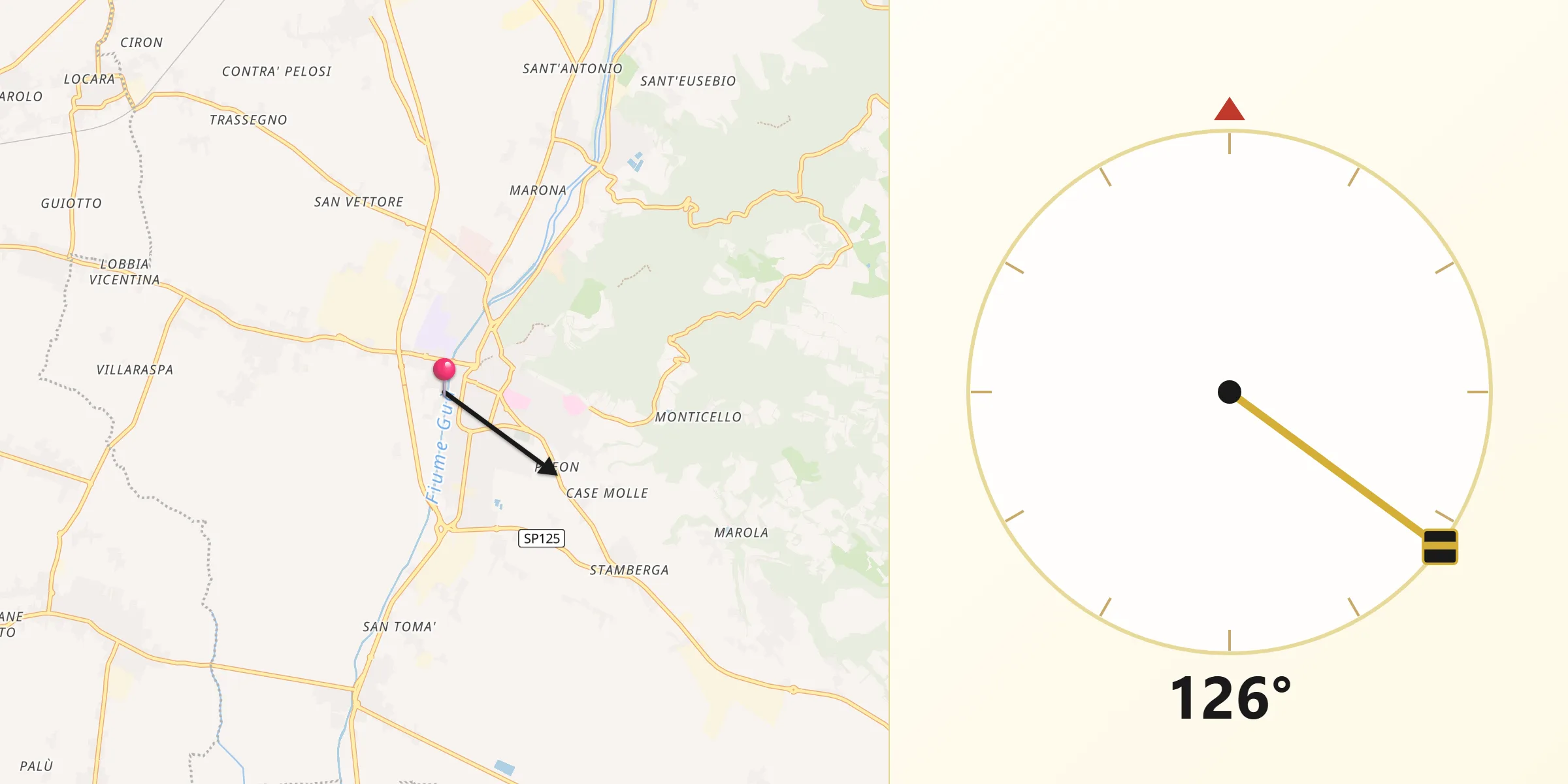 Direzione della Qibla da Lonigo