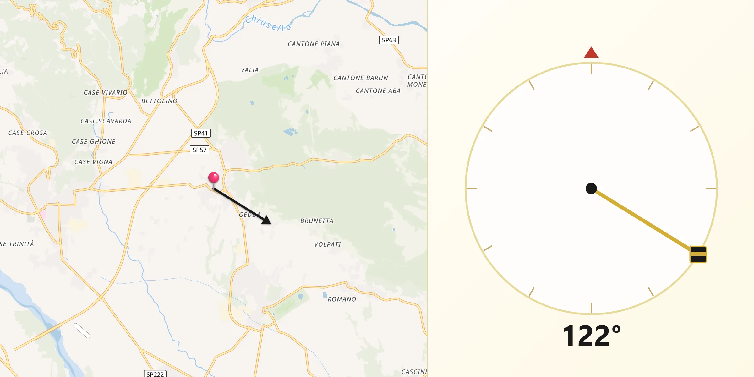 Direzione della Qibla da Bairo