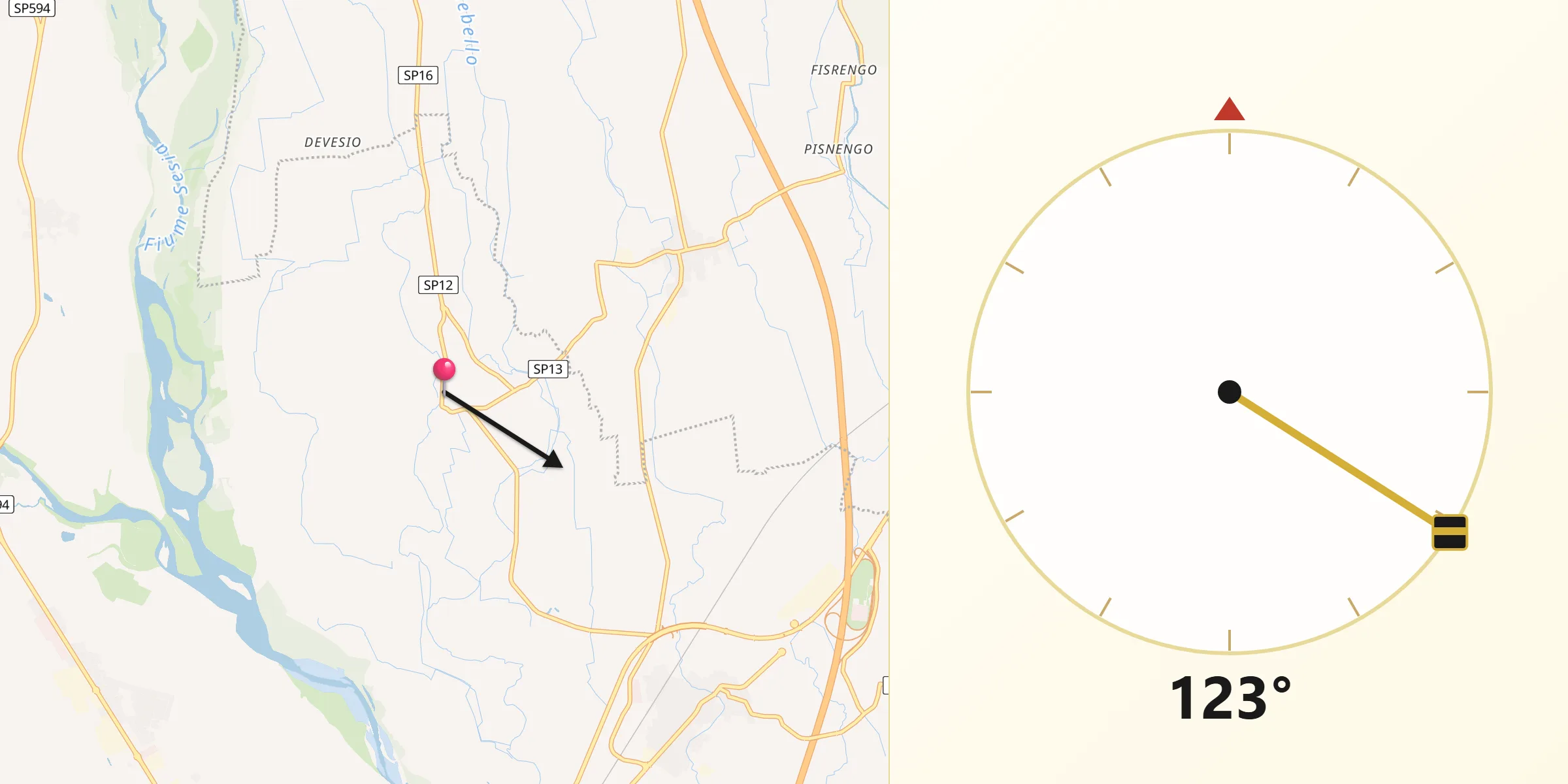 Direzione della Qibla da Villata