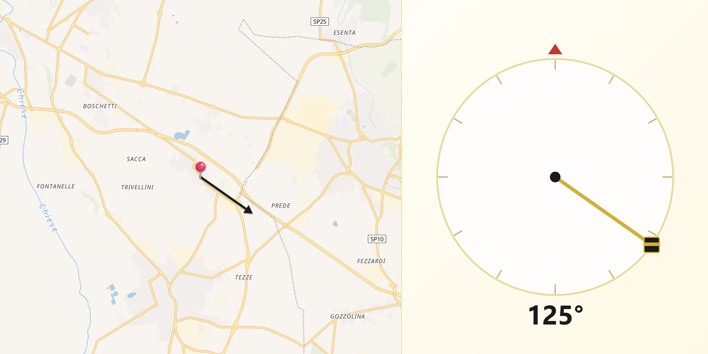 Direzione della Qibla da Novagli