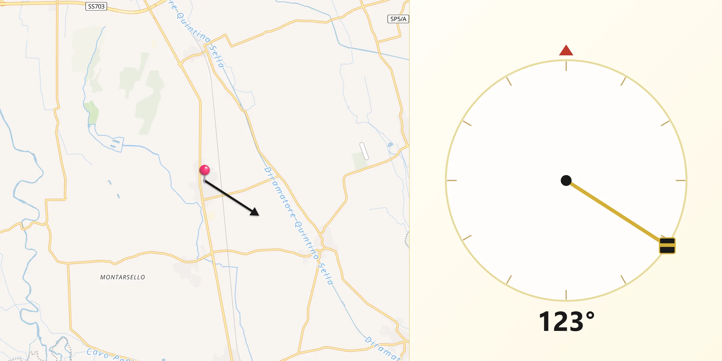 Direzione della Qibla da Garbagna Novarese