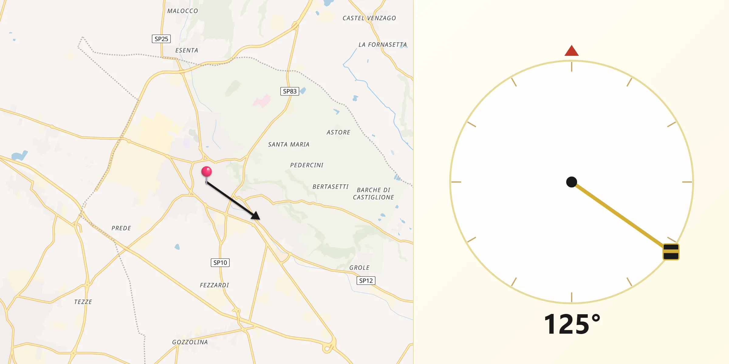 Direzione della Qibla da Castiglione delle Stiviere