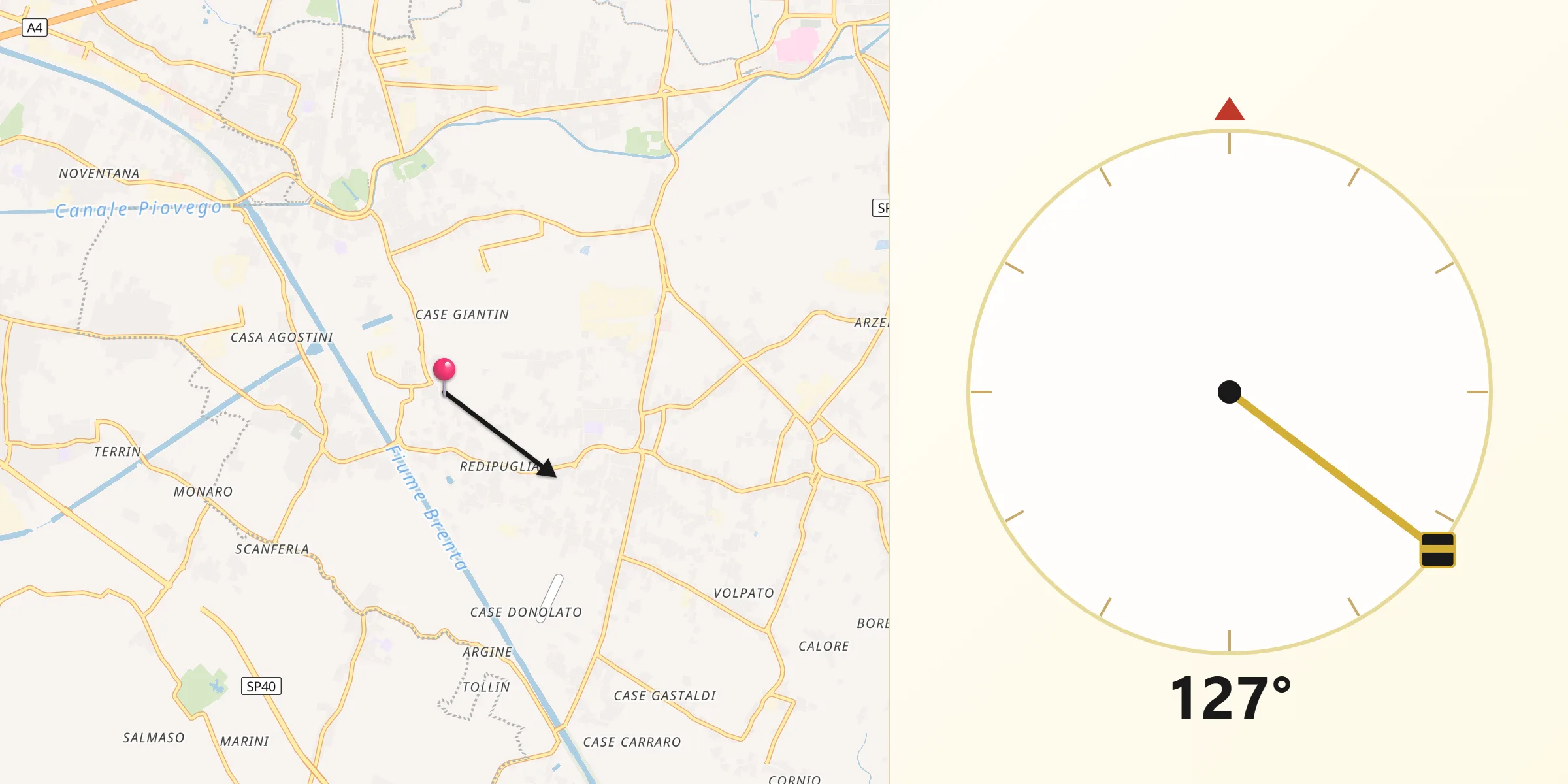 Direzione della Qibla da Galta