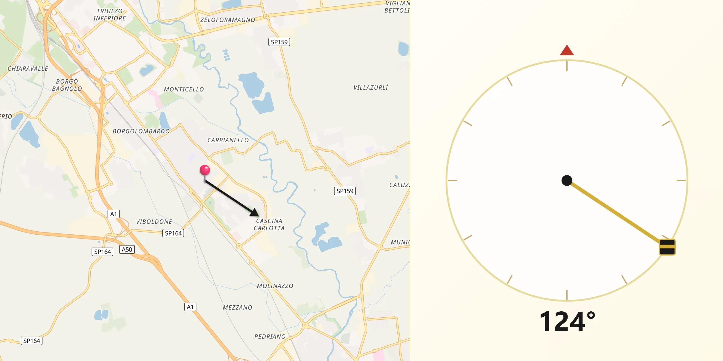 Direzione della Qibla da San Giuliano Milanese