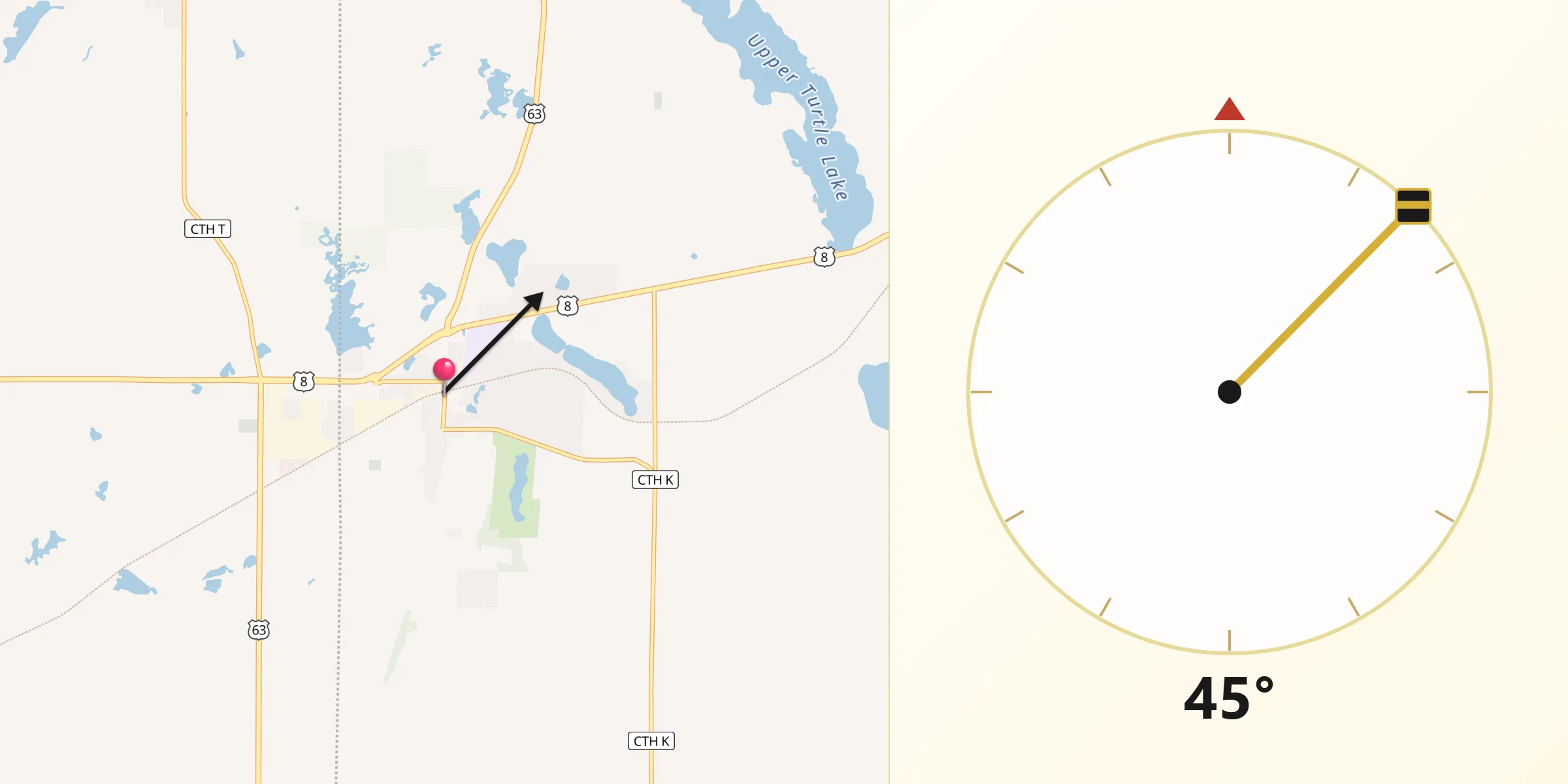 Qibla Direction from Turtle Lake