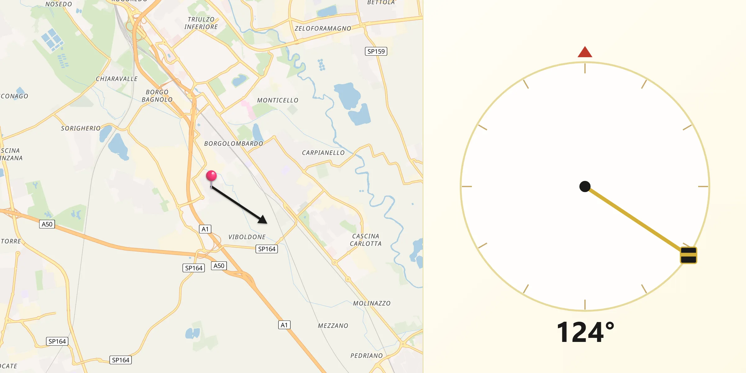 Direzione della Qibla da Civesio