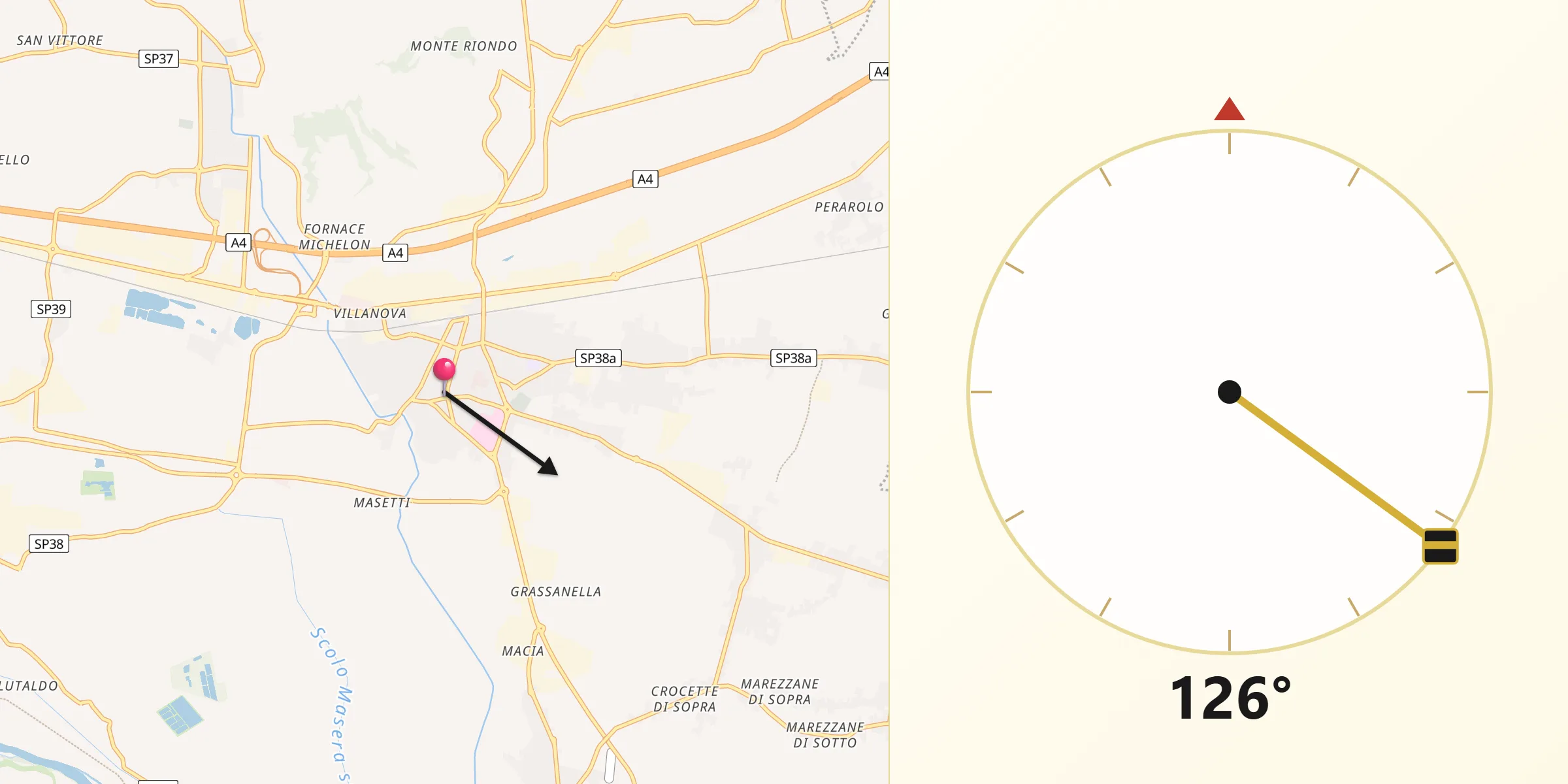 Direzione della Qibla da San Bonifacio