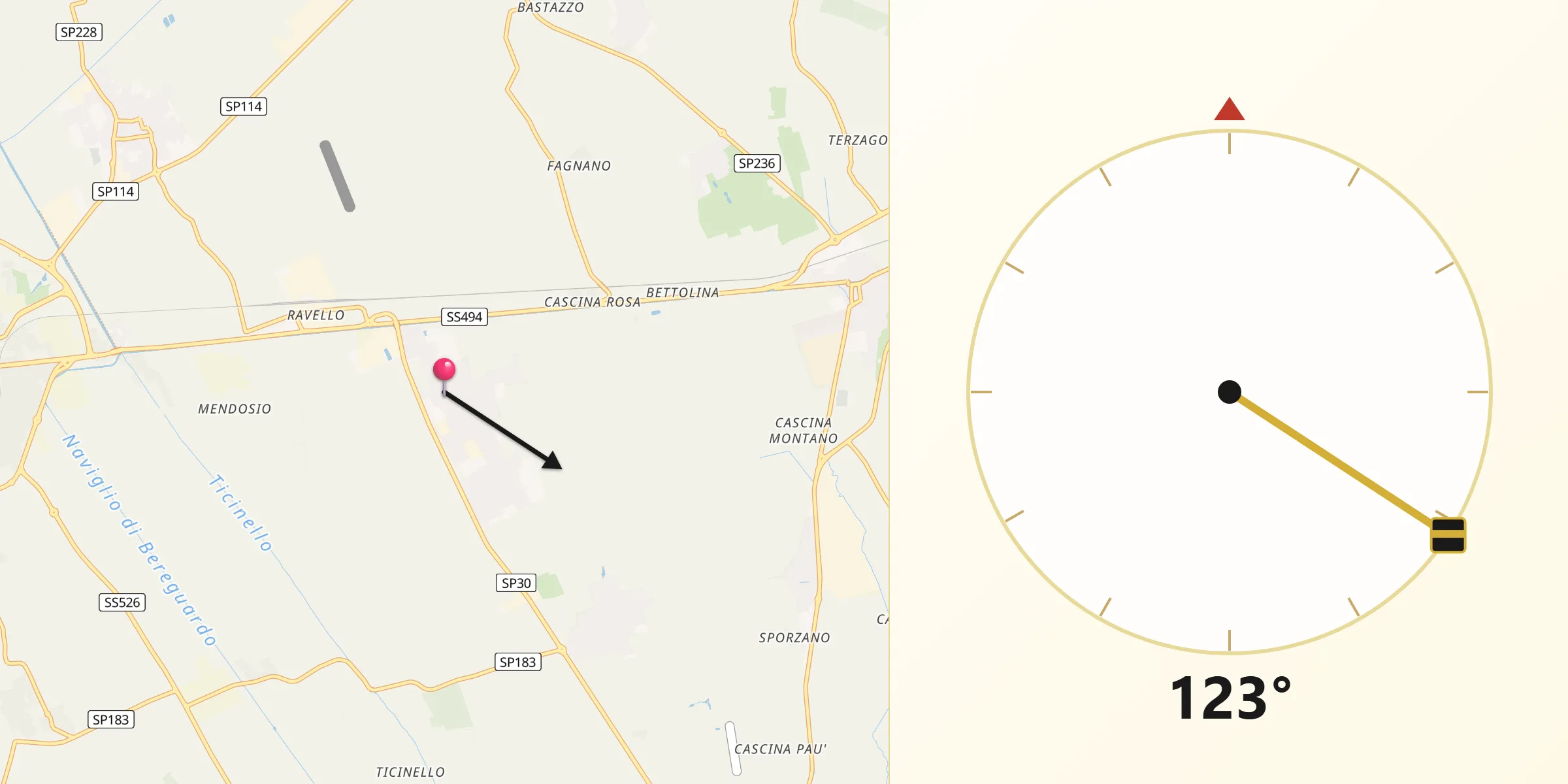 Direzione della Qibla da Vermezzo