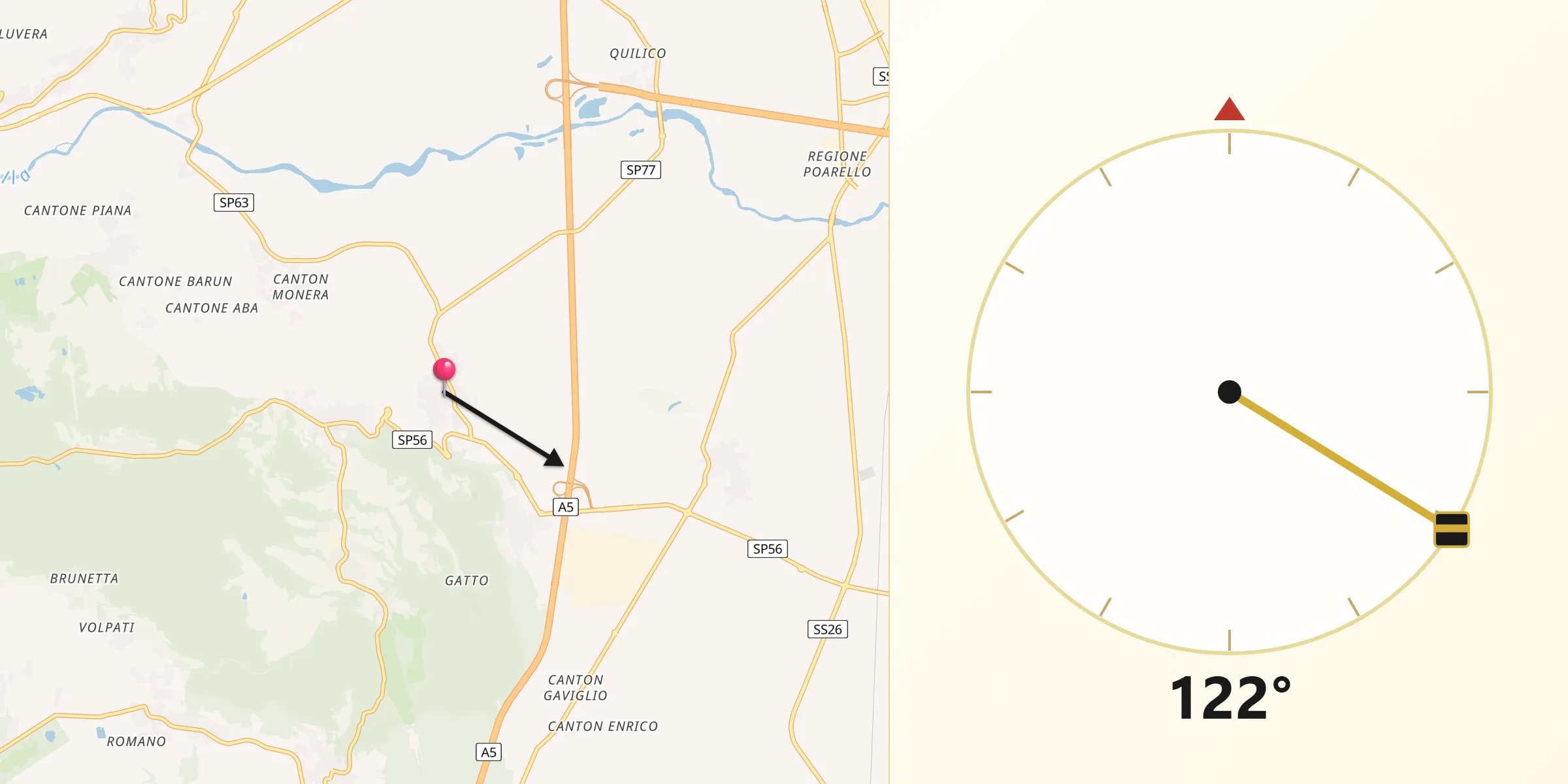 Direzione della Qibla da Perosa Canavese