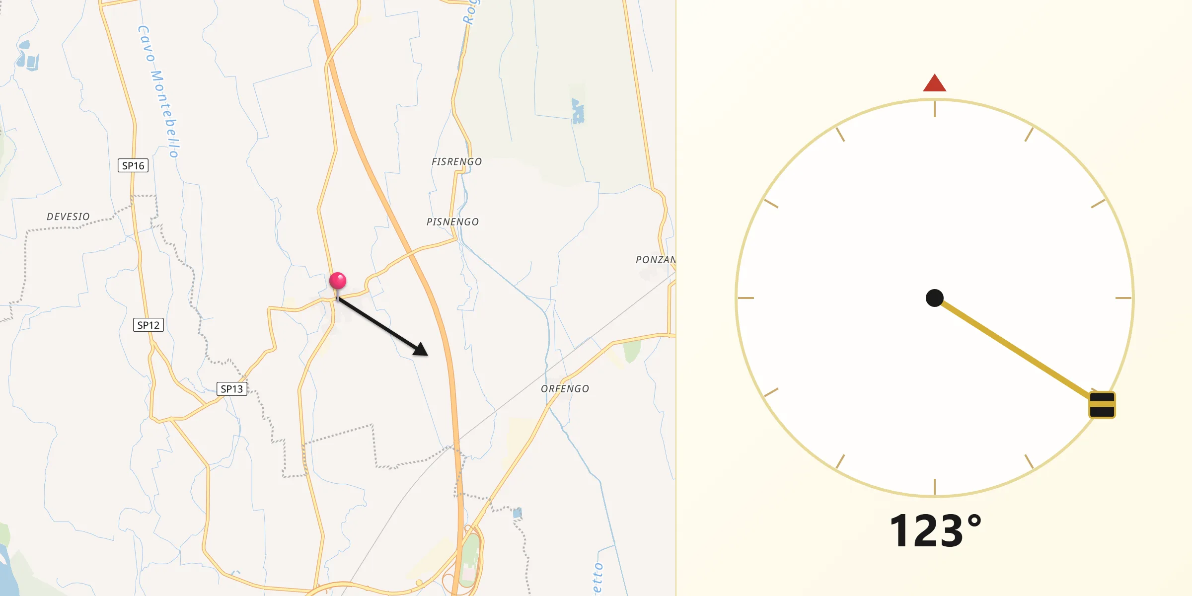 Direzione della Qibla da Casalvolone