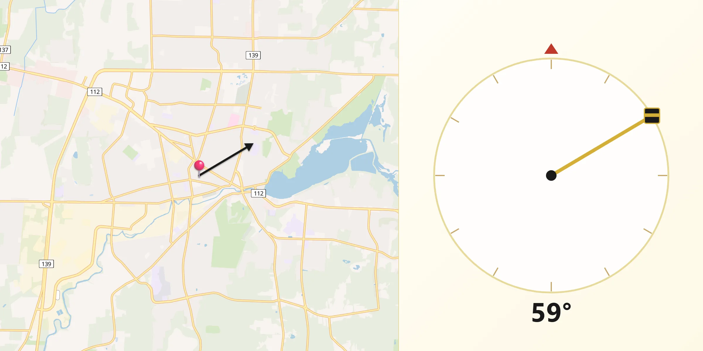 Qibla Direction from Granby