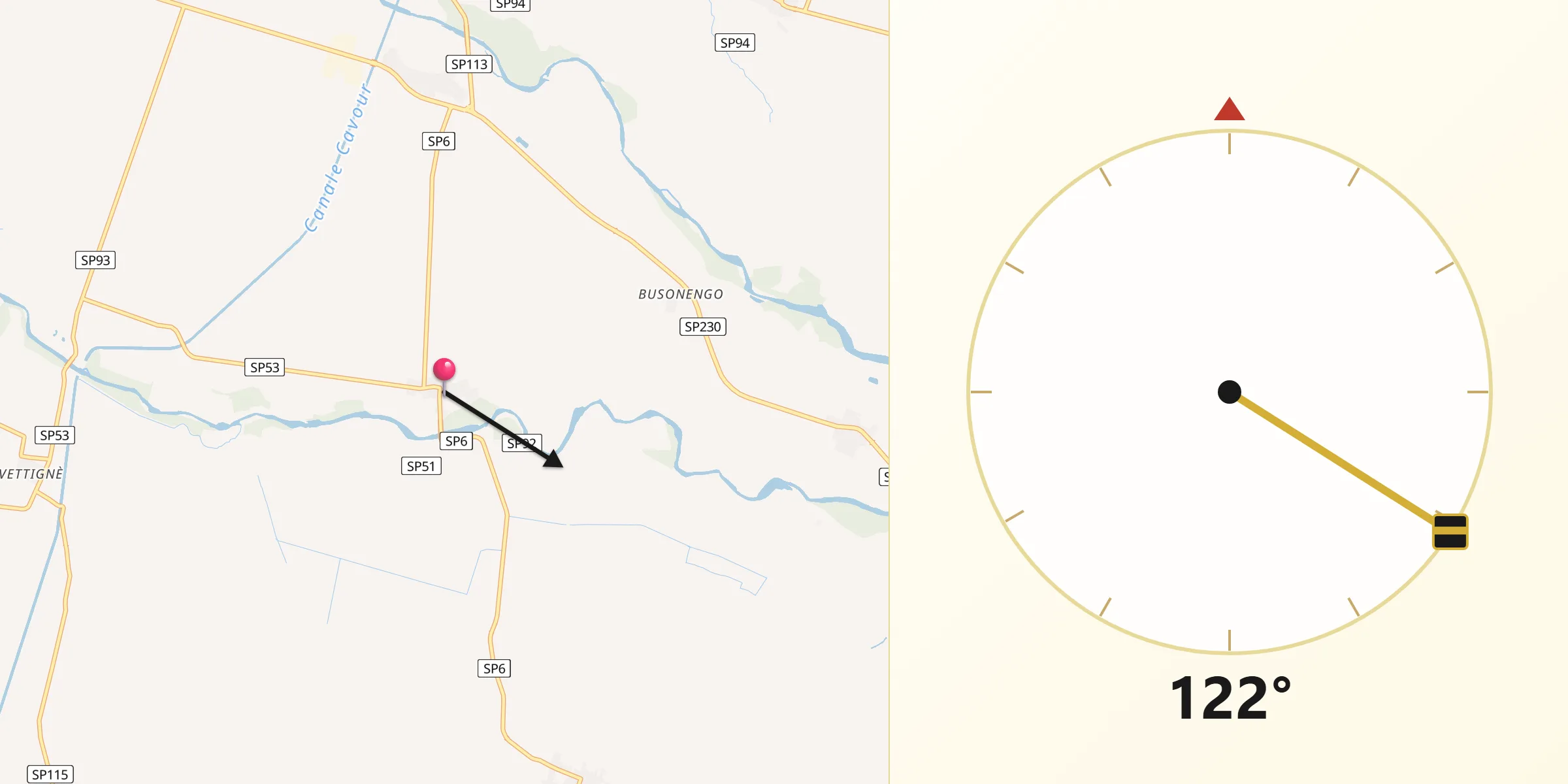 Direzione della Qibla da Casanova Elvo