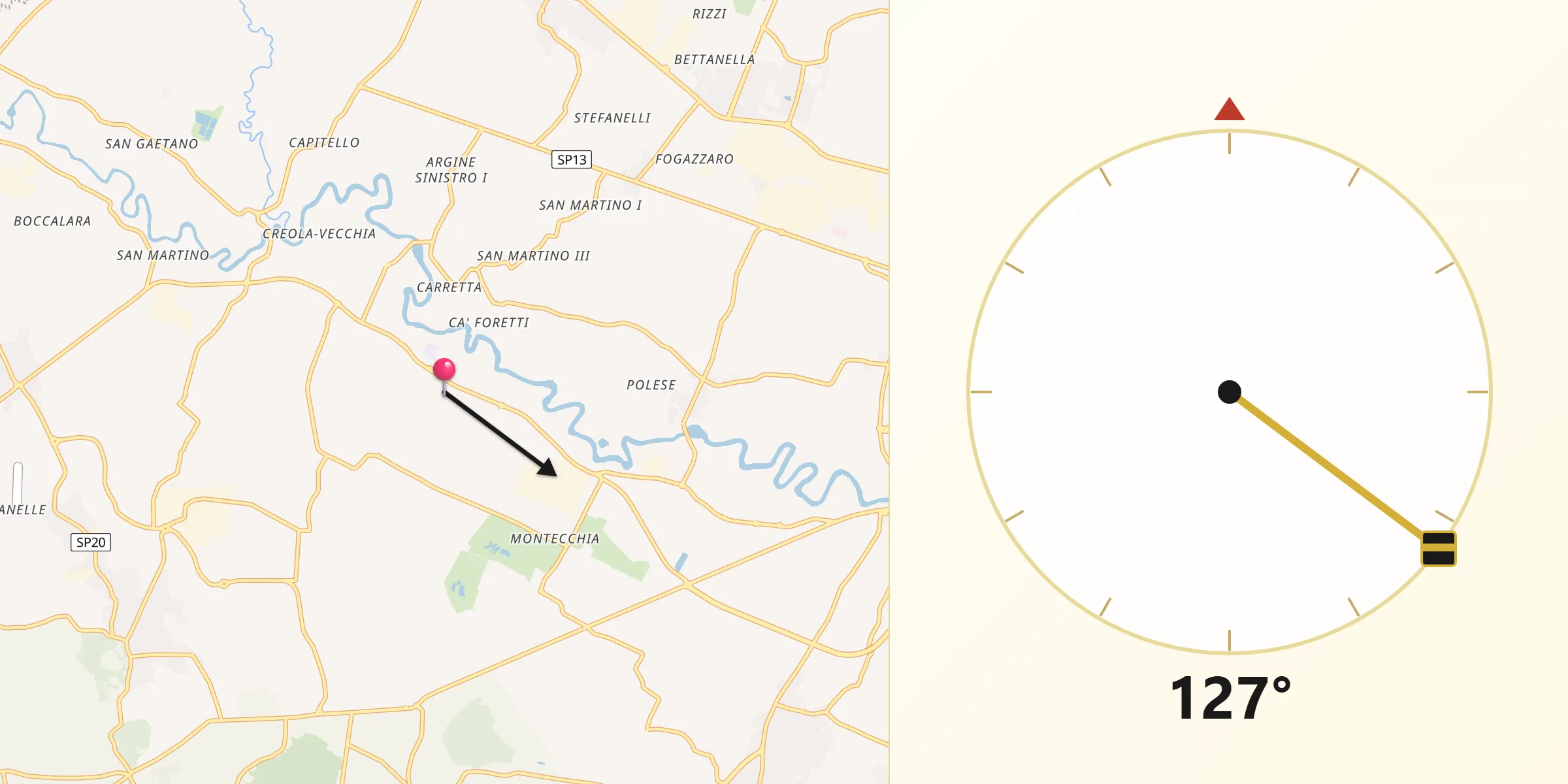 Direzione della Qibla da Saccolongo