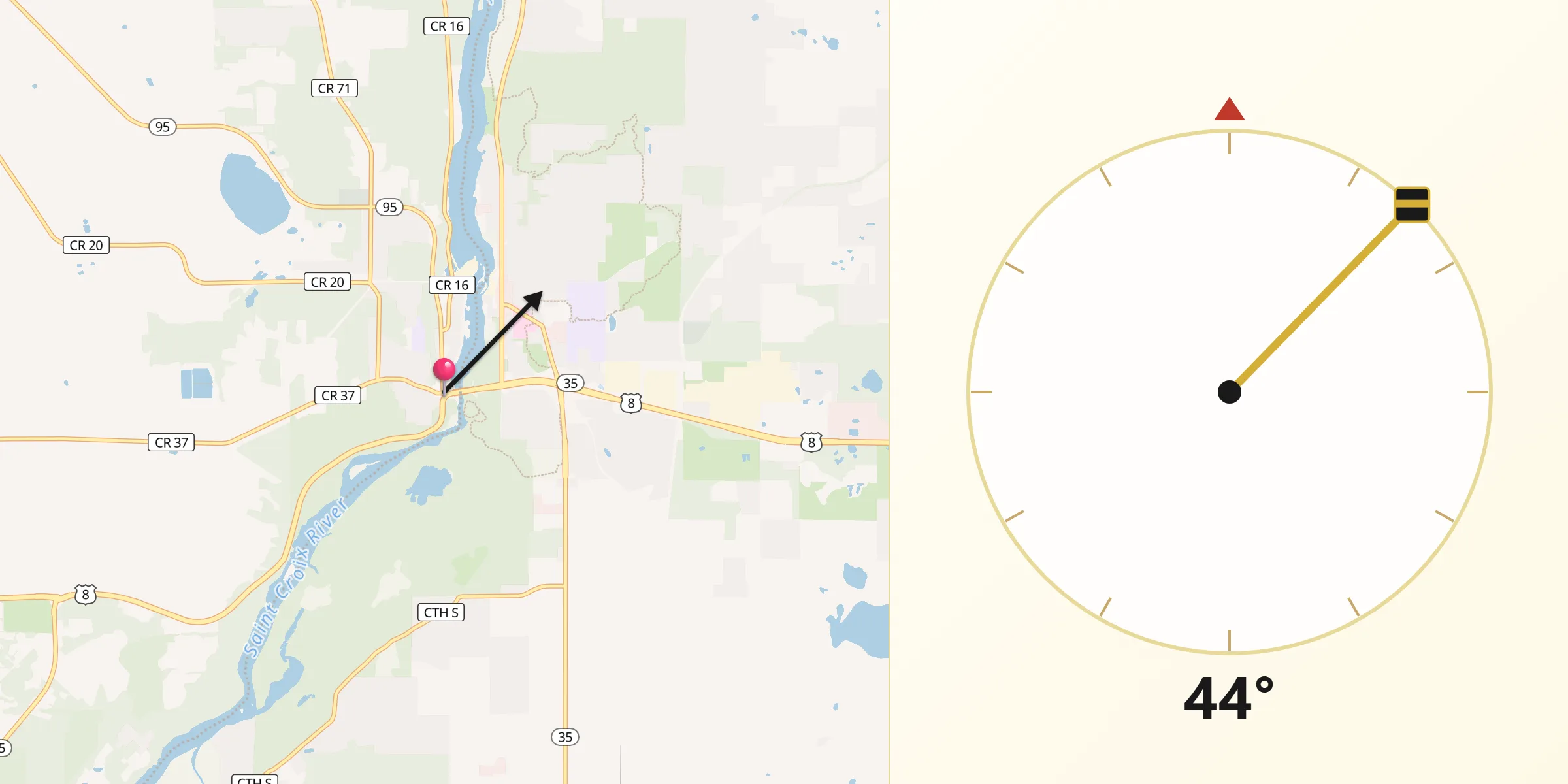 Qibla Direction from Taylors Falls