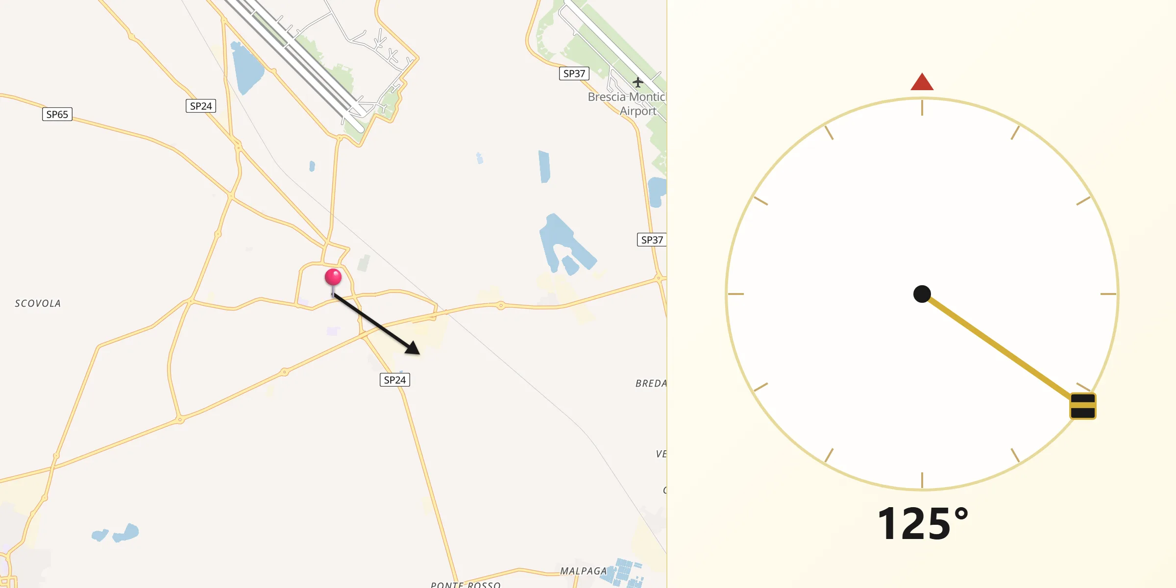 Direzione della Qibla da Ghedi