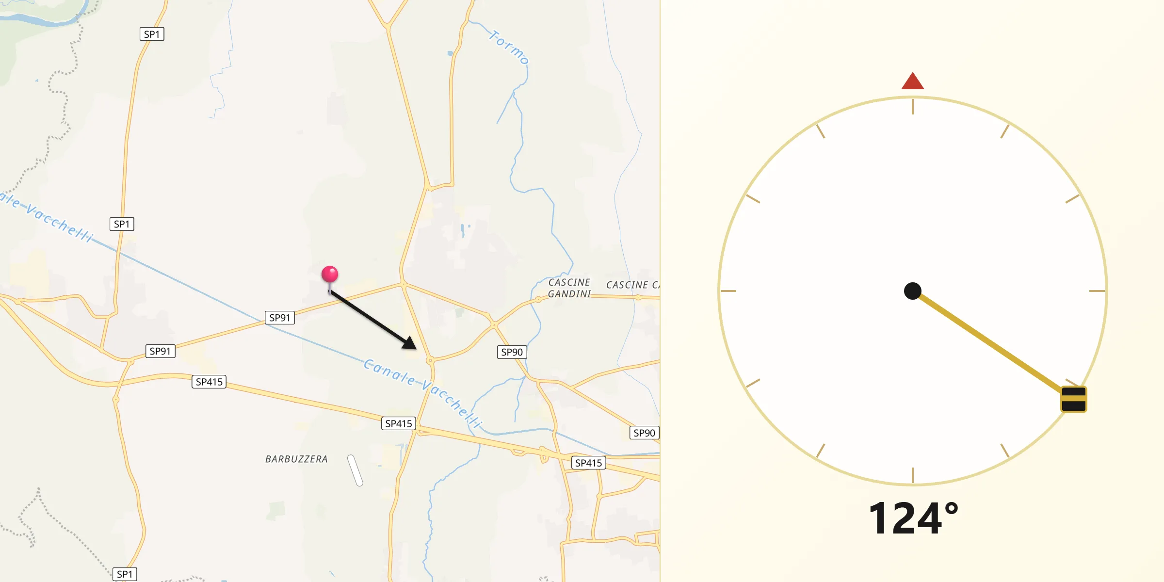 Direzione della Qibla da Nosadello